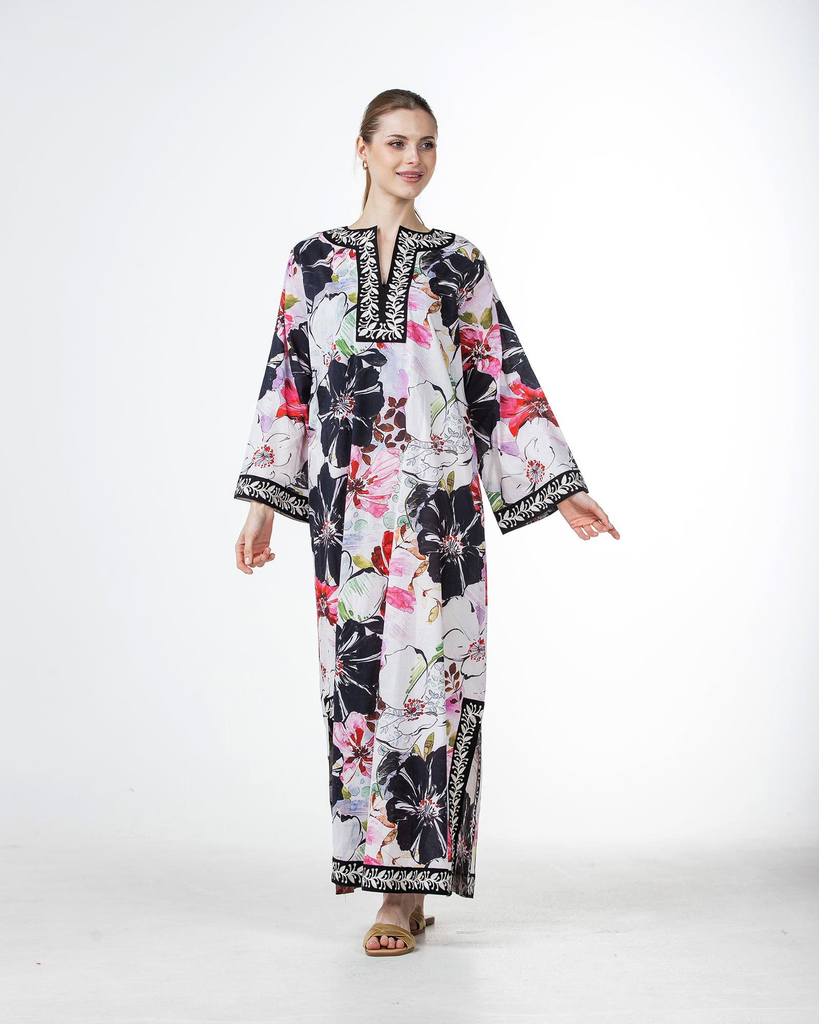  Marwa – Printed Cotton Embroidered Dress