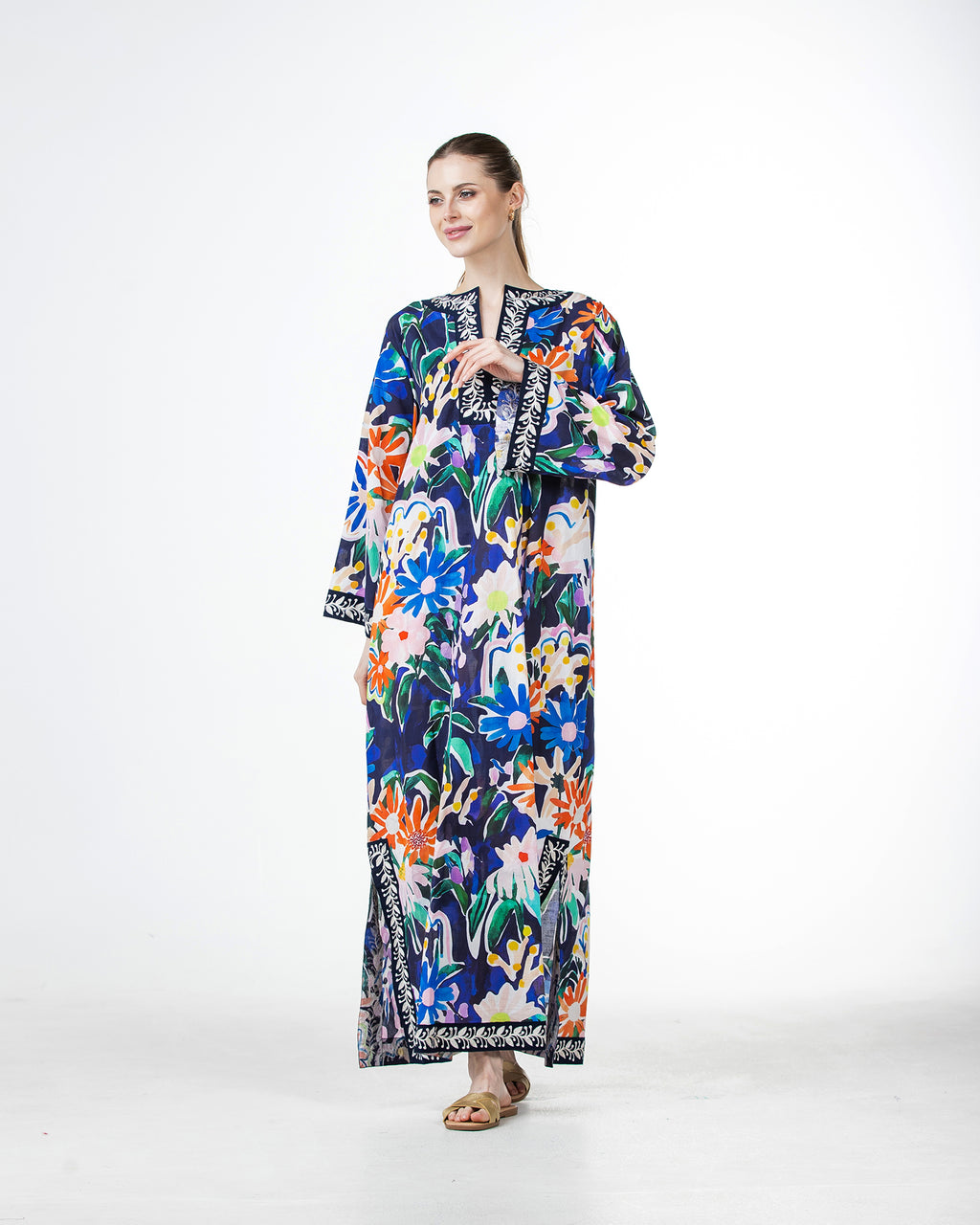  Marwa – Printed Cotton Embroidered Dress