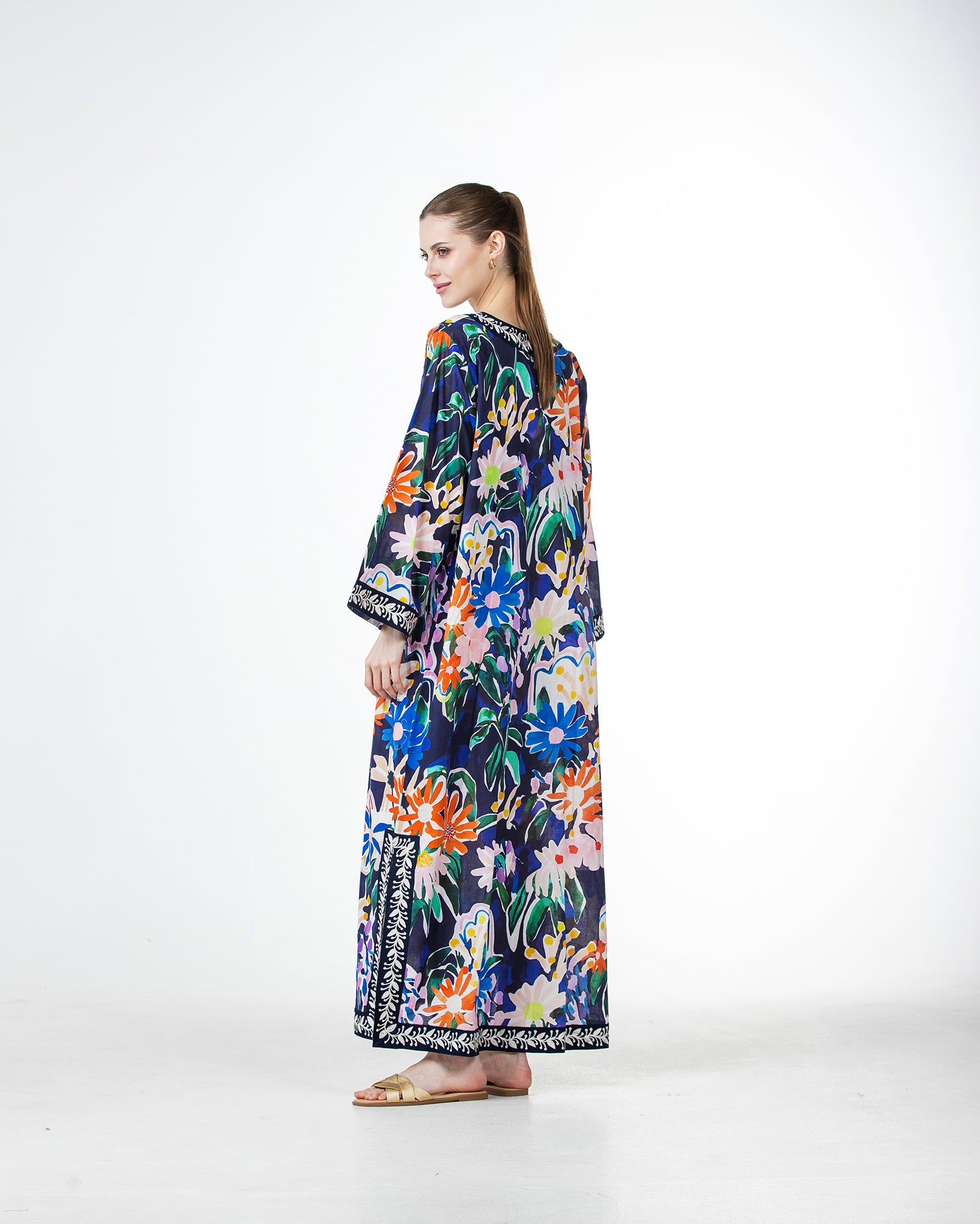  Marwa – Printed Cotton Embroidered Dress