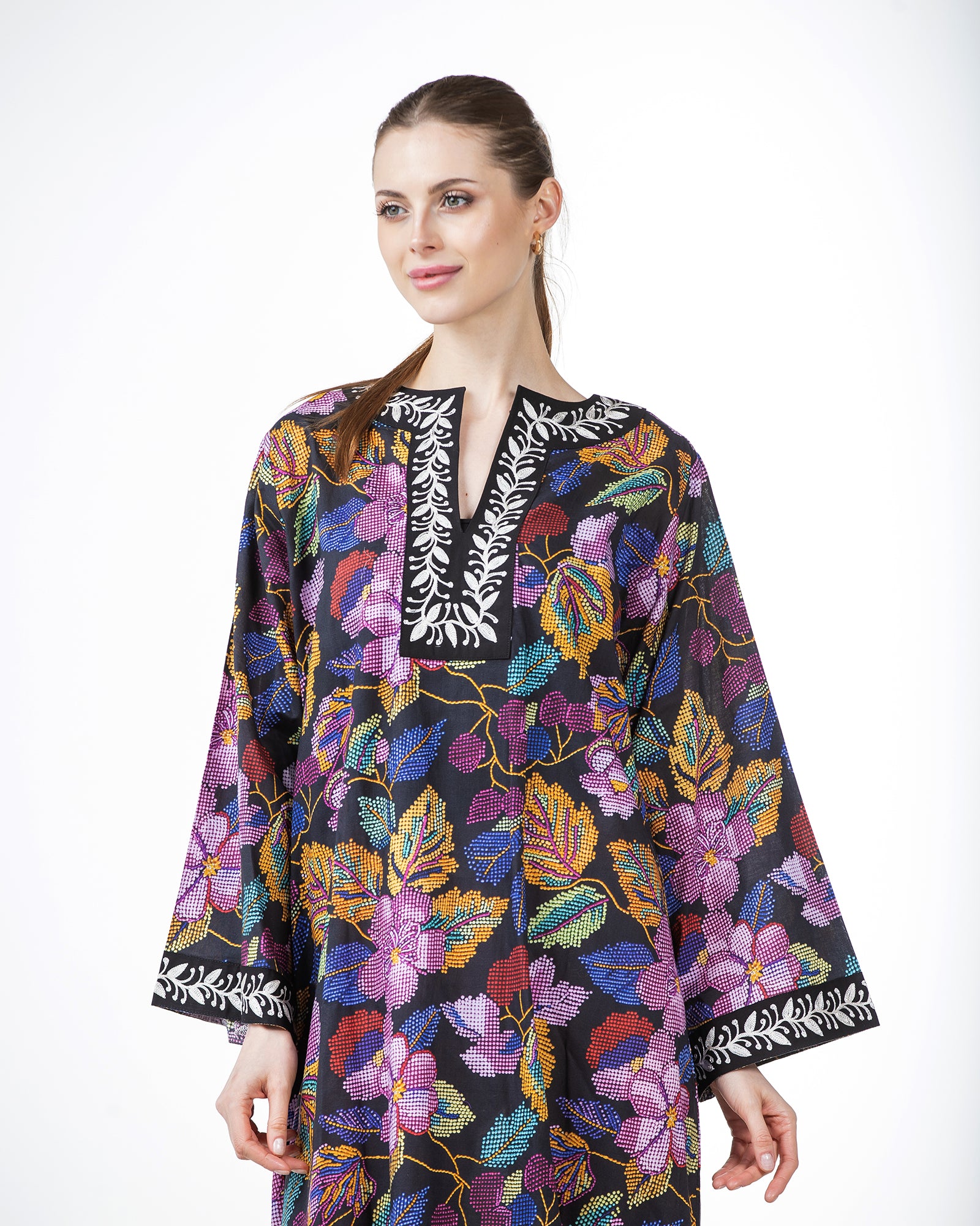  Marwa – Printed Cotton Embroidered Dress