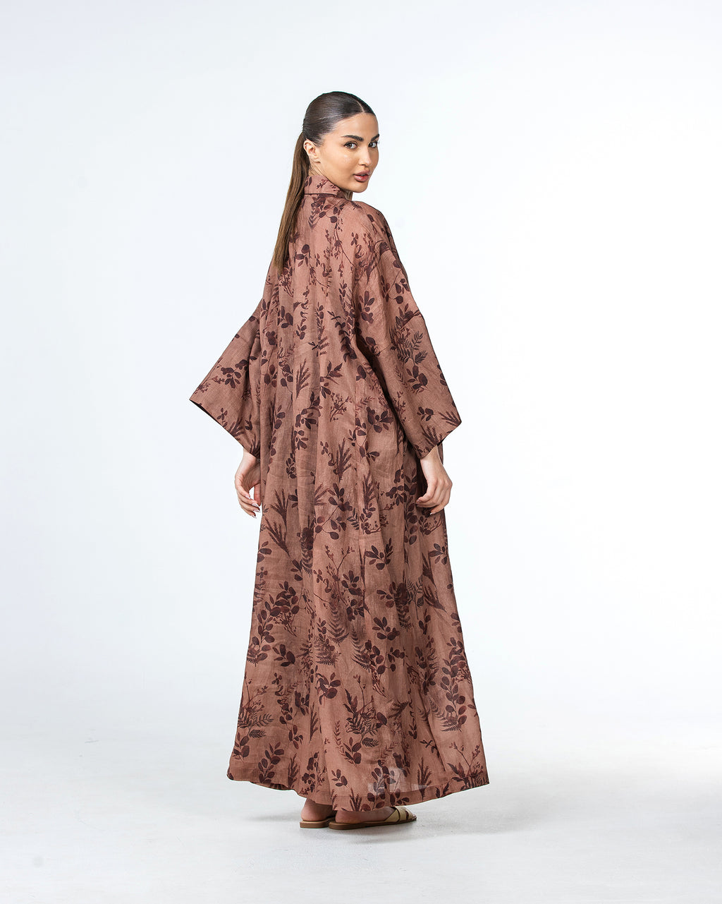Lilian - Floral Printed Linen Flared Kaftan