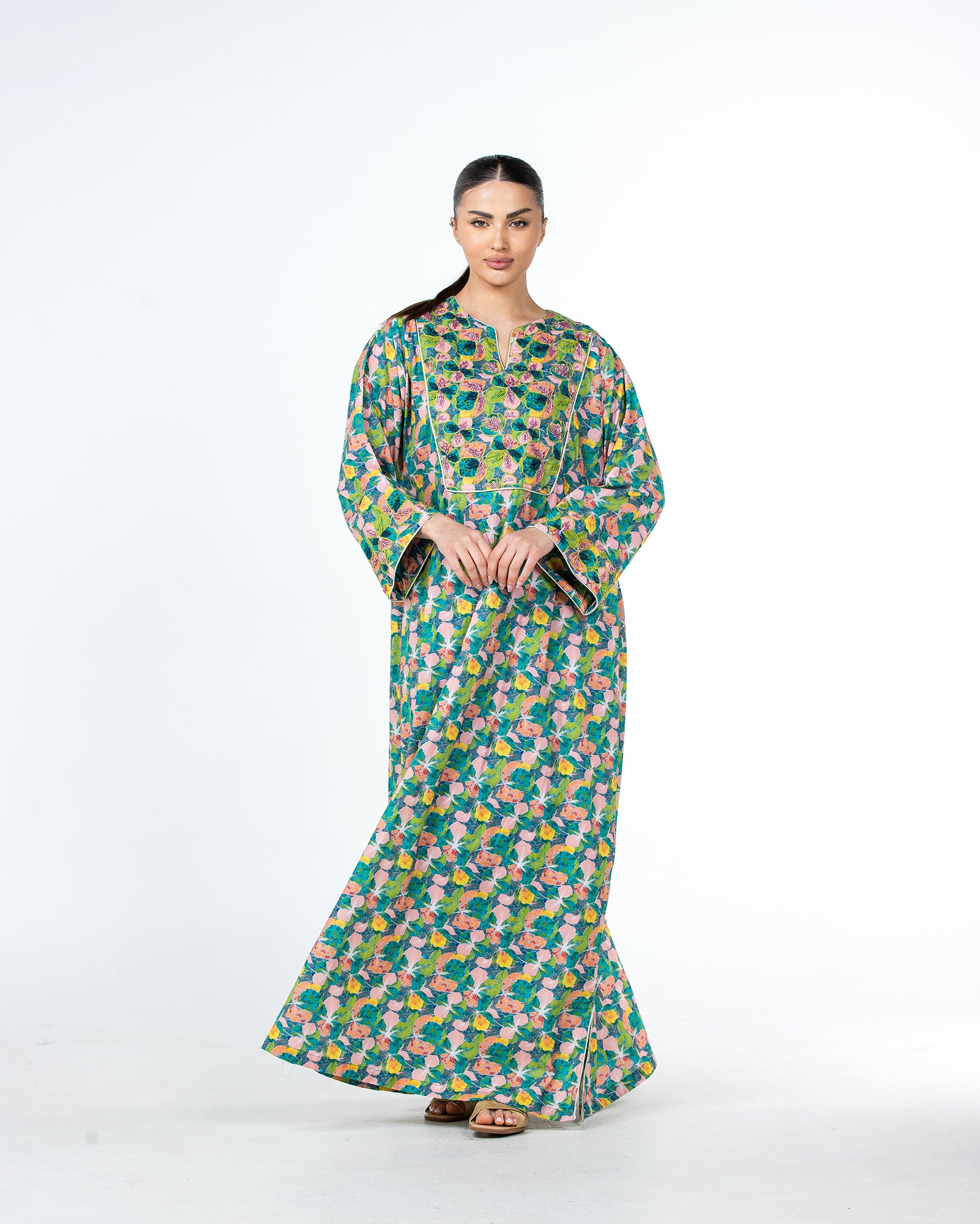 Mashail – Embroidered Cotton Mukhawar Dress