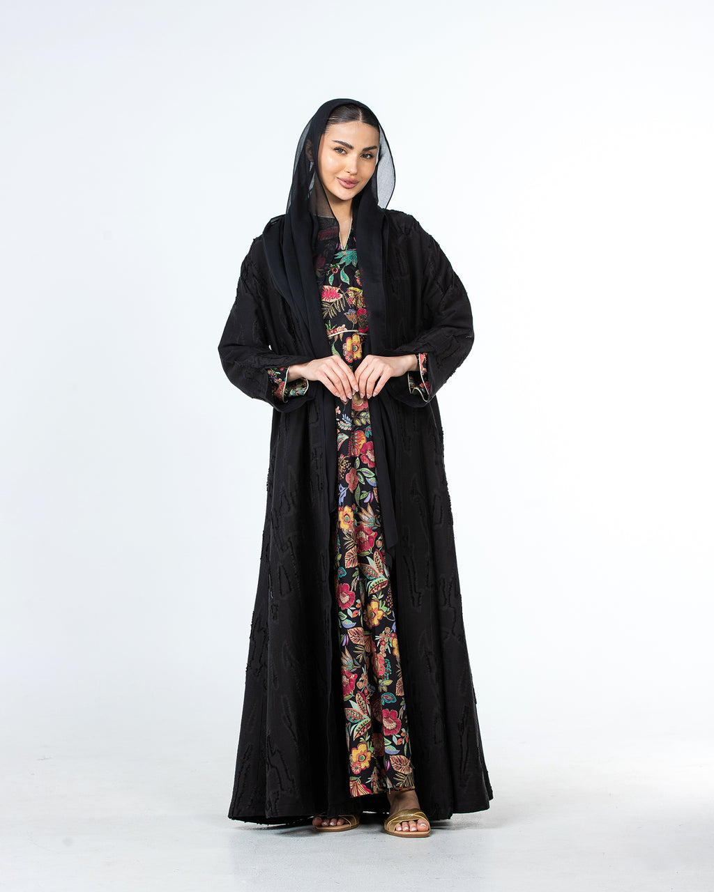Raya 2.0 – Textured Viscose Linen Flared Abaya