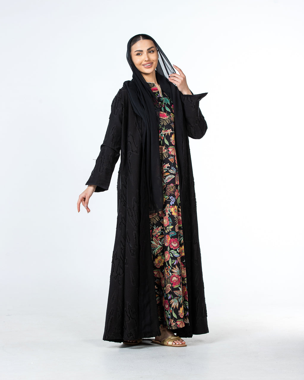 Raya 2.0 – Textured Viscose Linen Flared Abaya