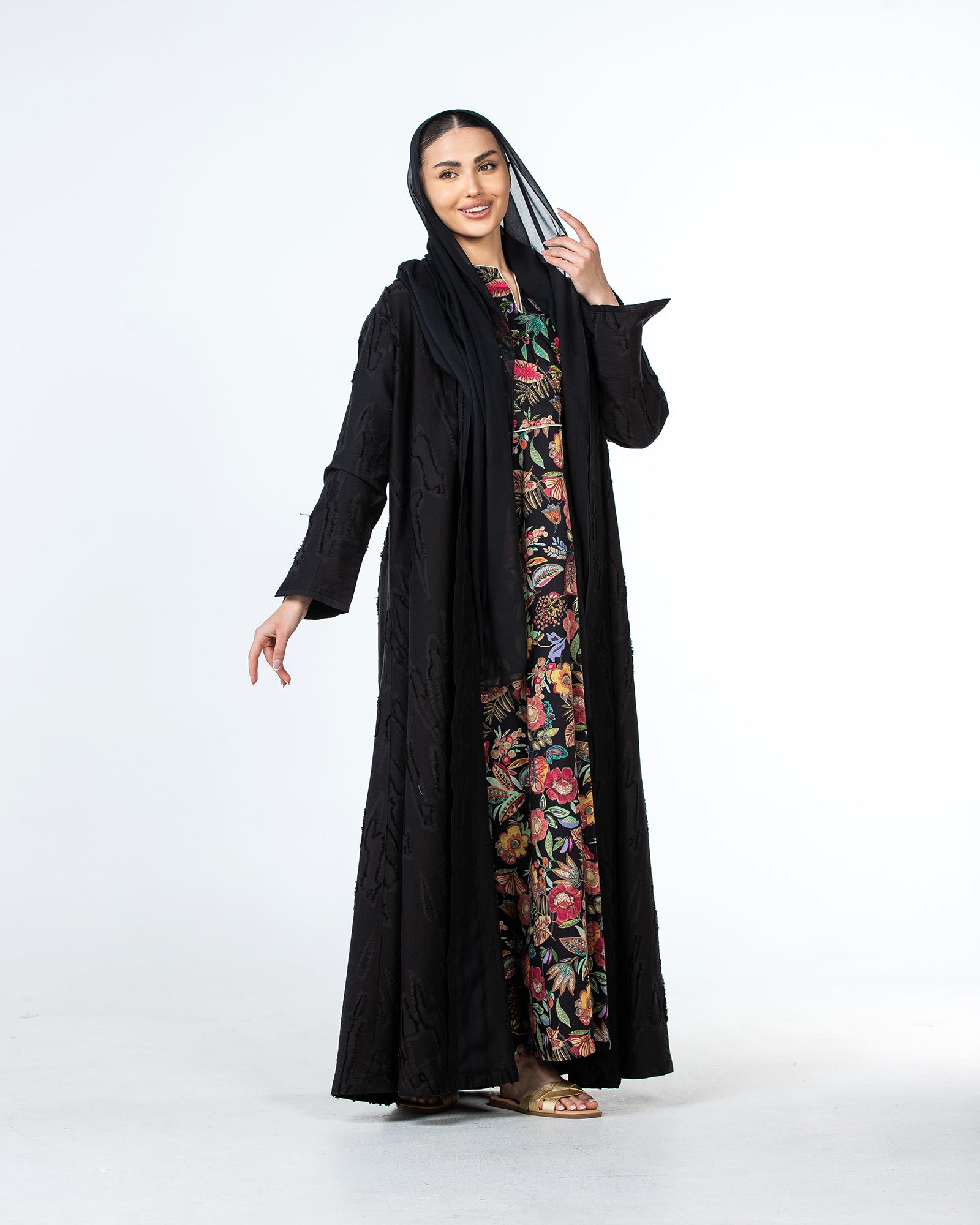 Raya 2.0 – Textured Viscose Linen Flared Abaya