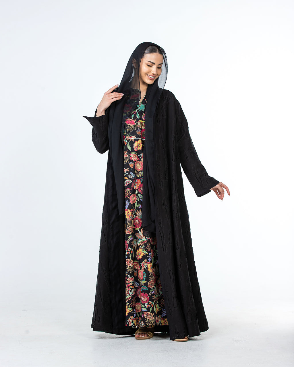 Raya 2.0 – Textured Viscose Linen Flared Abaya
