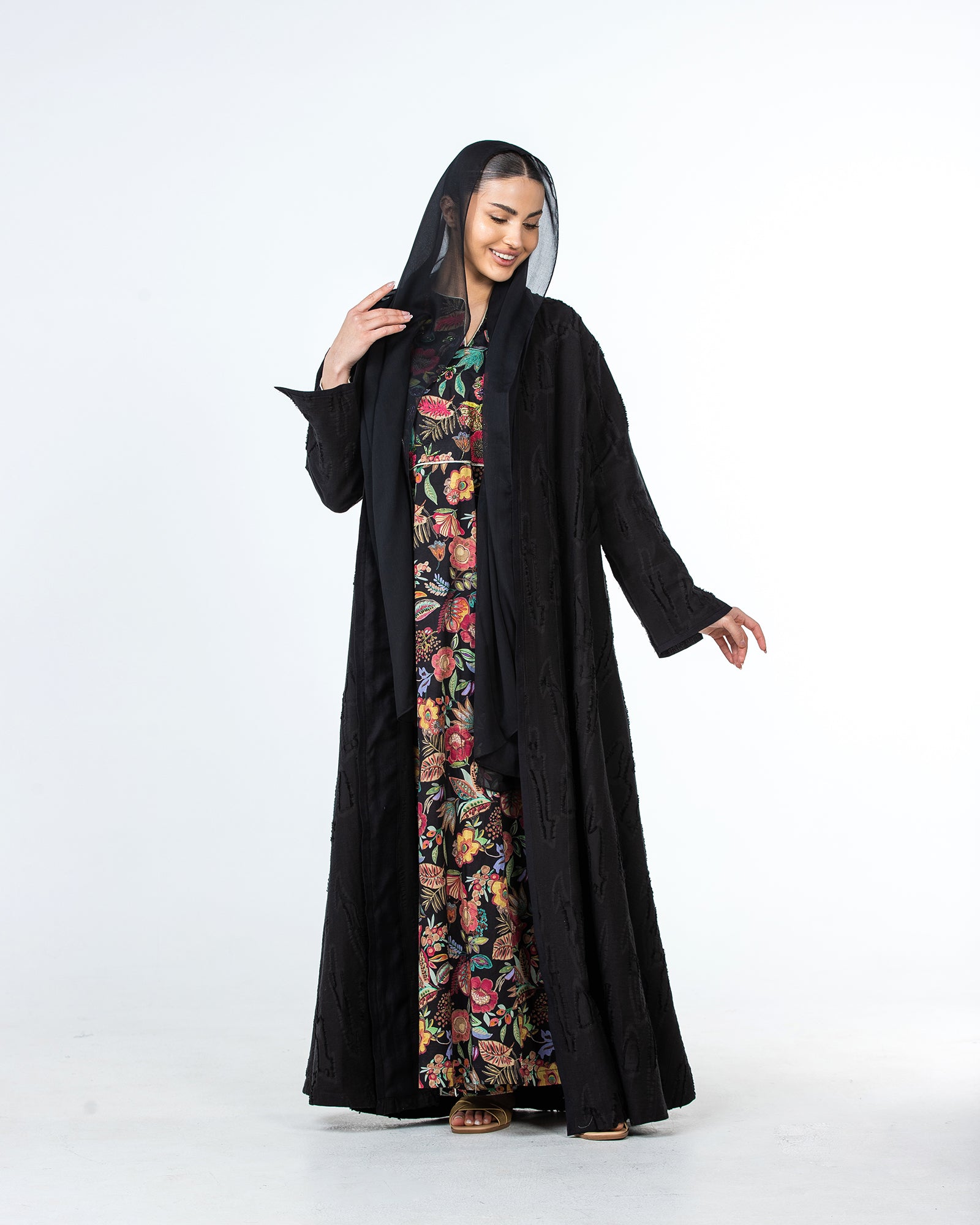 Raya 2.0 – Textured Viscose Linen Flared Abaya