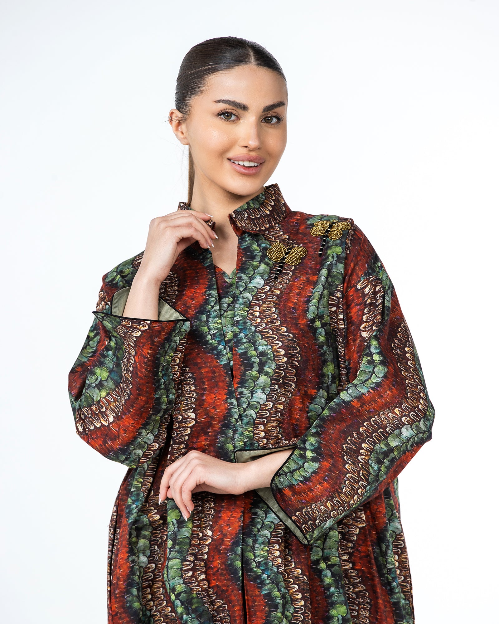  Lujain – Printed Cotton Embroidered Kaftan