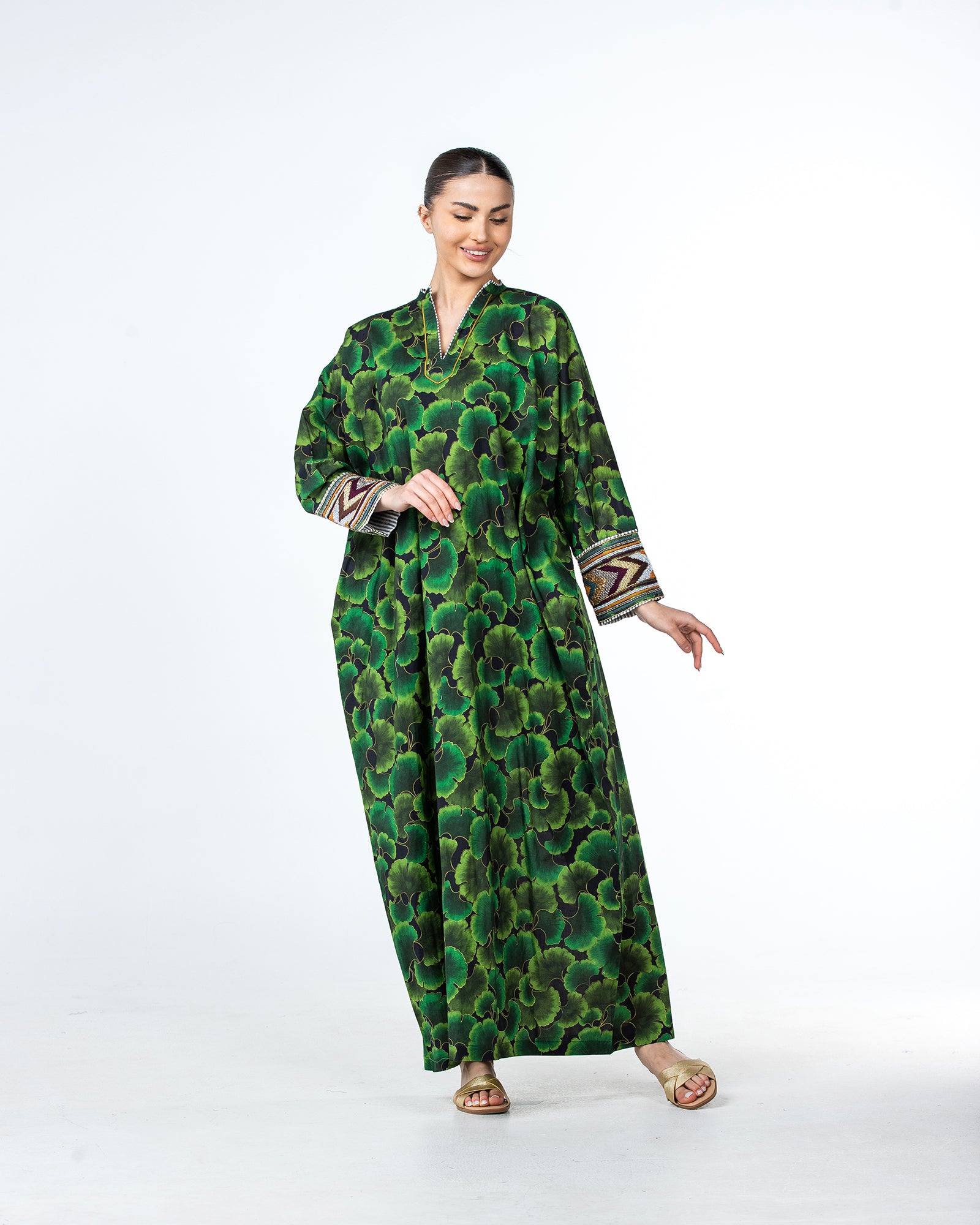 Roaa – Printed Cotton Kaftan Jalabiya