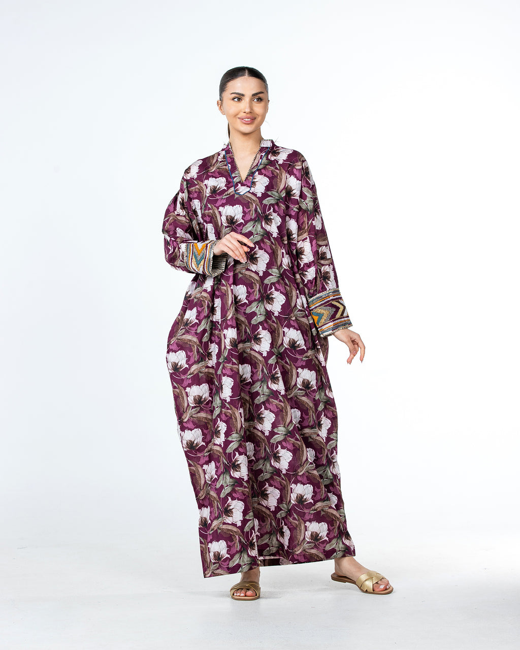 Roaa – Printed Cotton Kaftan Jalabiya