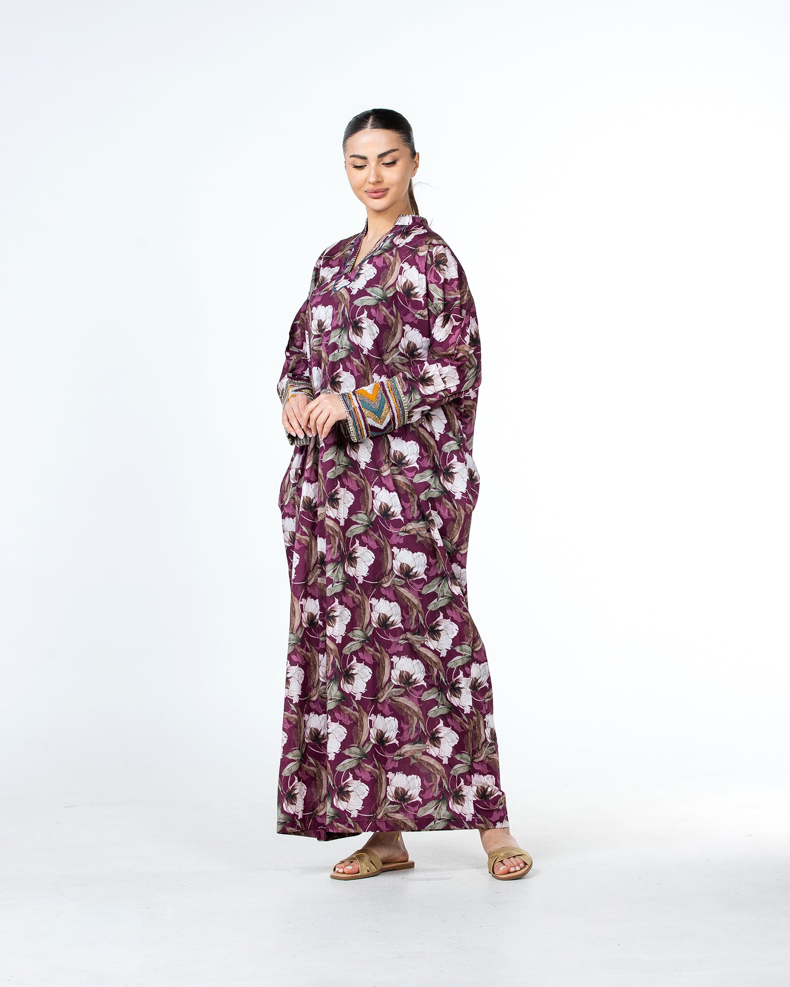 Roaa – Printed Cotton Kaftan Jalabiya