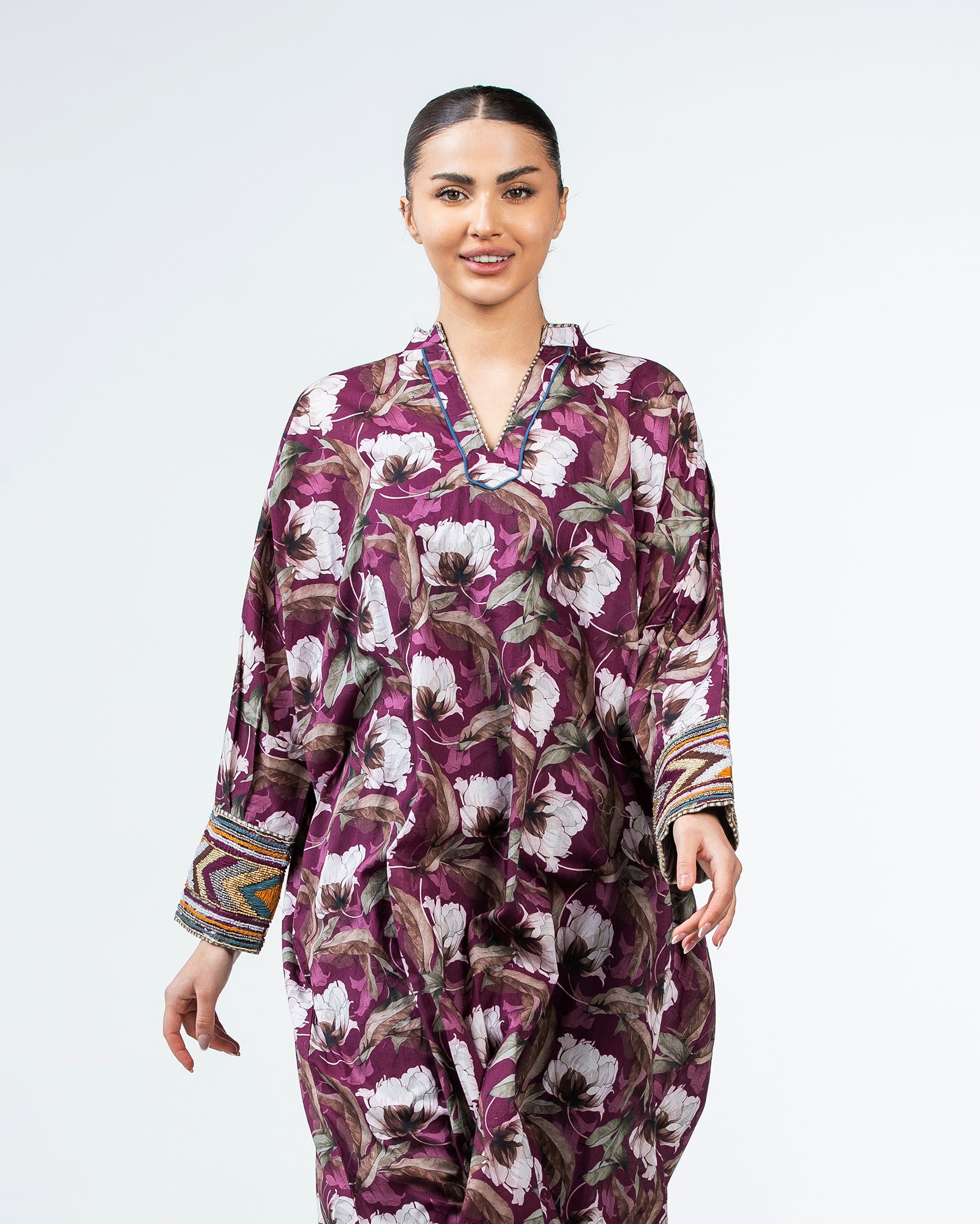 Roaa – Printed Cotton Kaftan Jalabiya