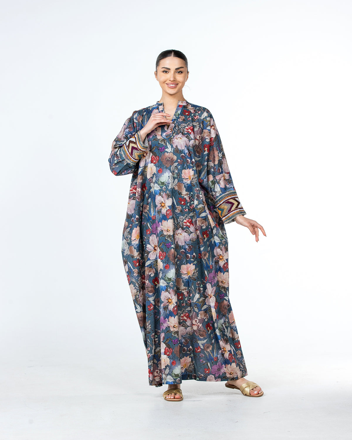 Roaa – Printed Cotton Kaftan Jalabiya