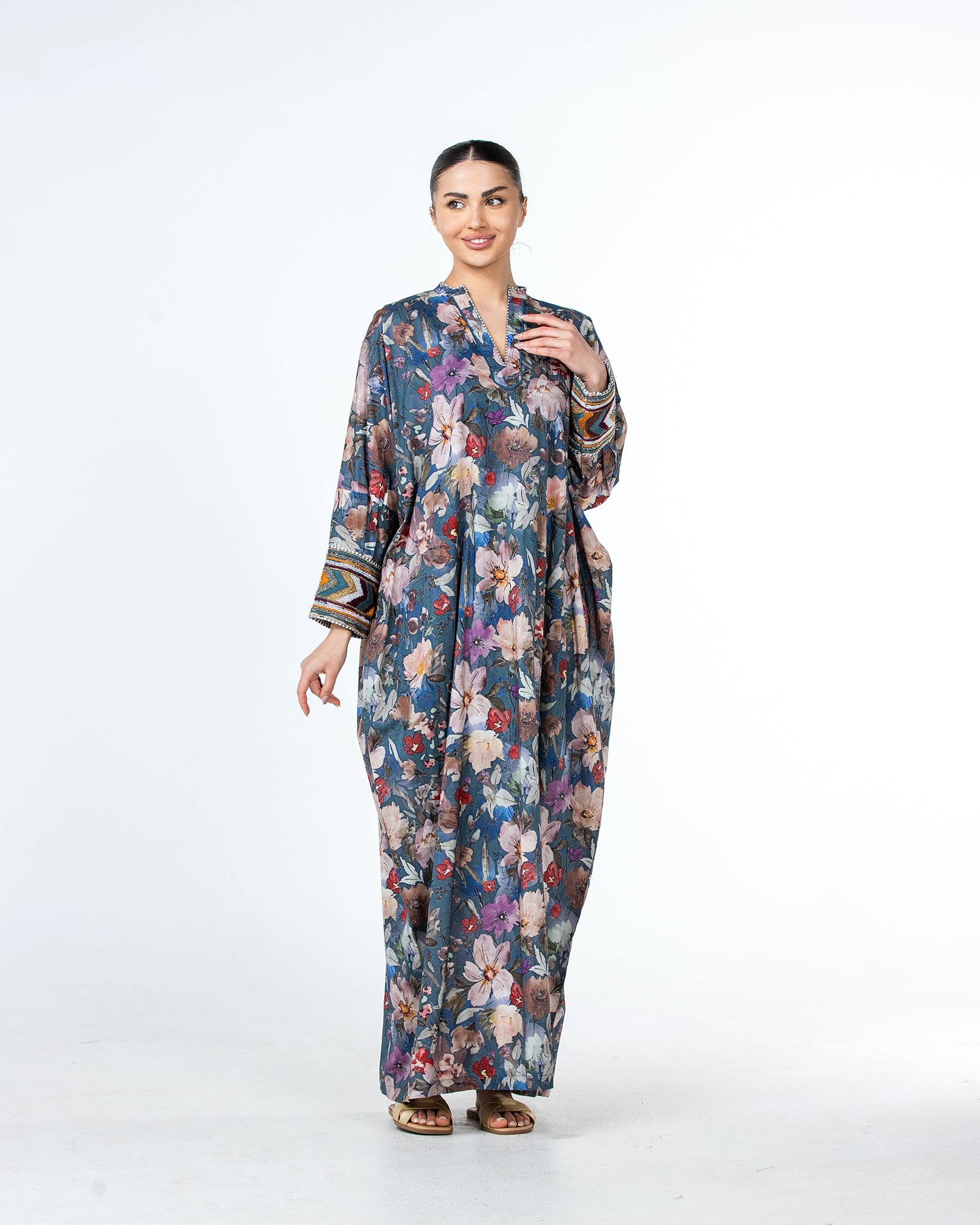 Roaa – Printed Cotton Kaftan Jalabiya