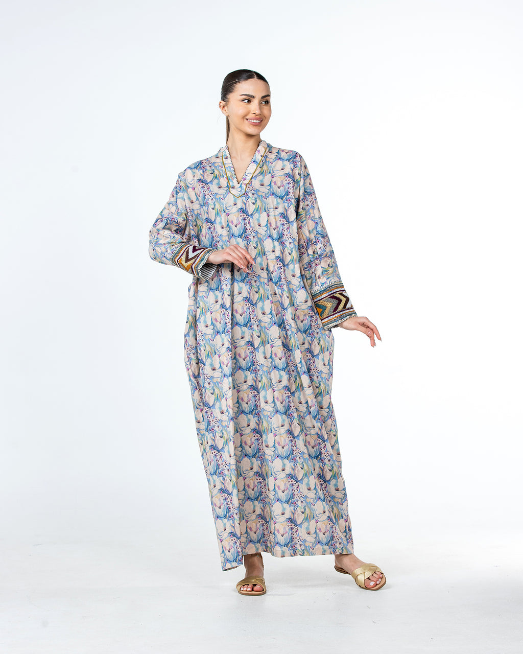 Roaa – Printed Cotton Kaftan Jalabiya
