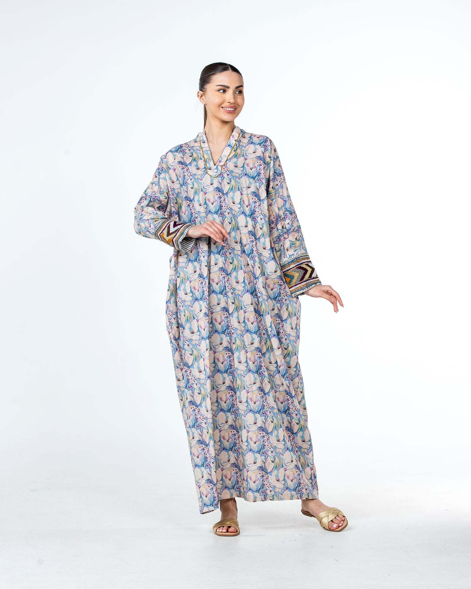 Roaa – Printed Cotton Kaftan Jalabiya