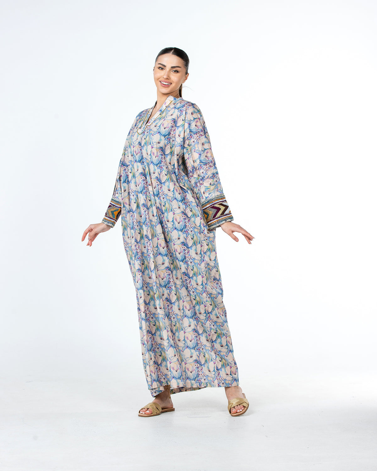 Roaa – Printed Cotton Kaftan Jalabiya