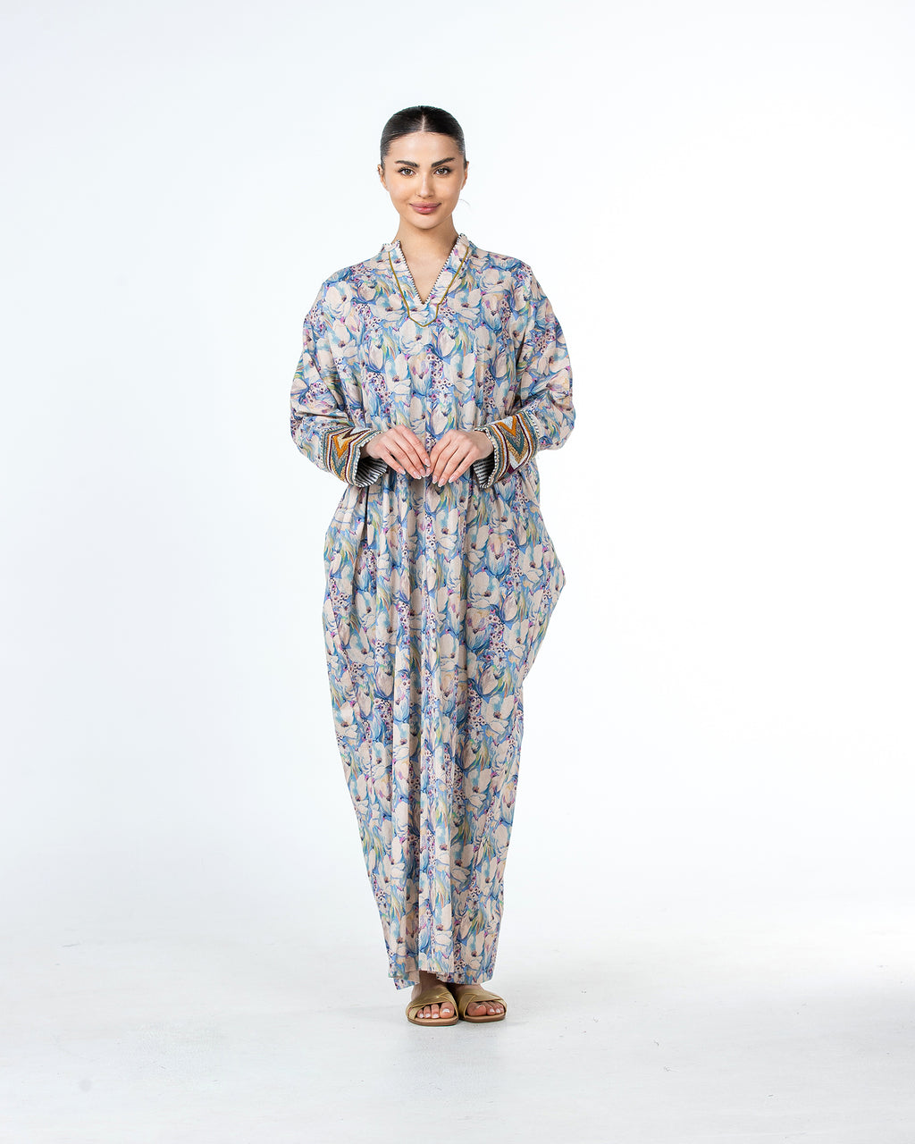 Roaa – Printed Cotton Kaftan Jalabiya