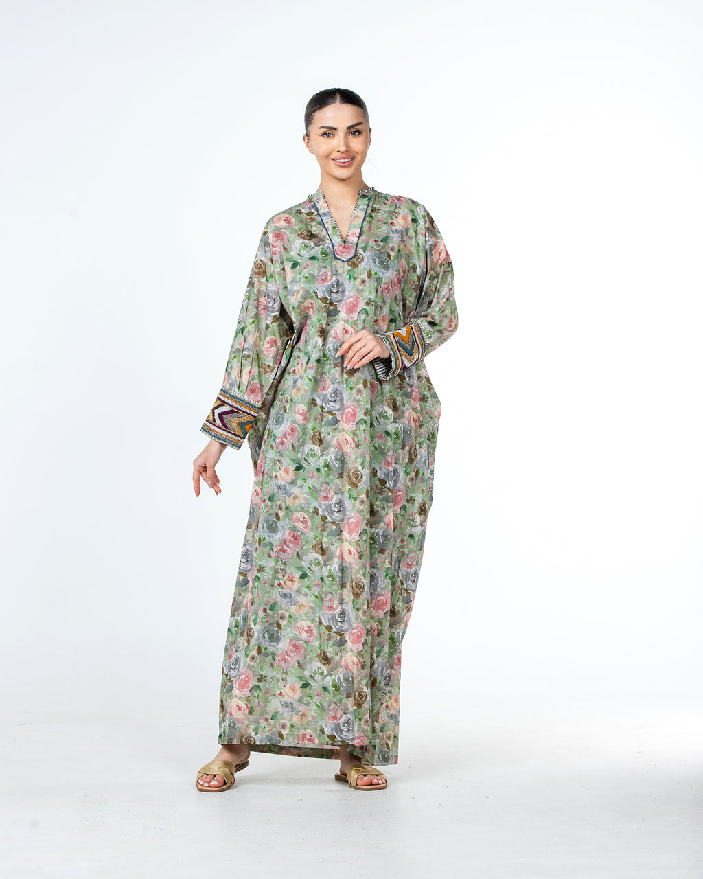 Roaa – Printed Cotton Kaftan Jalabiya