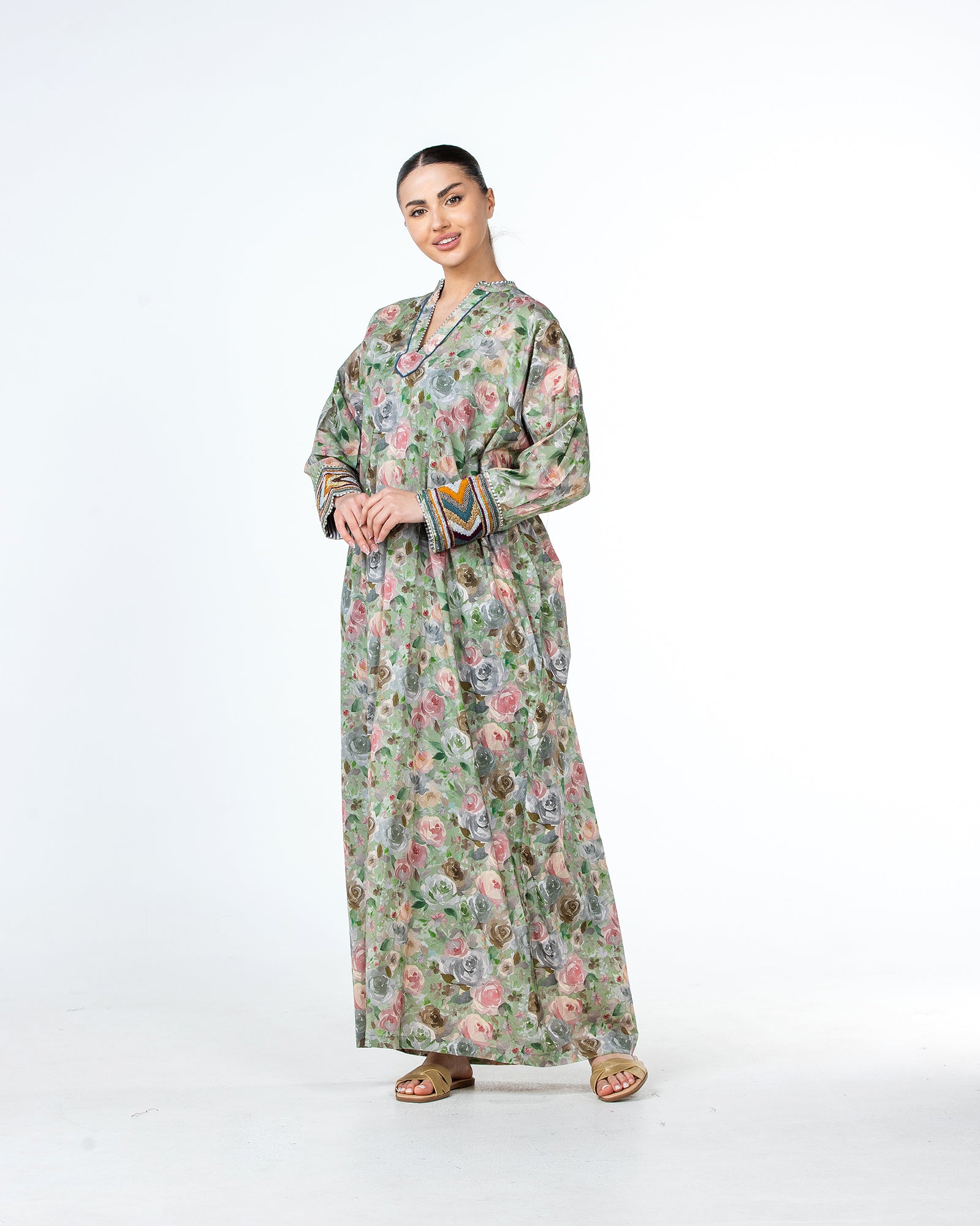 Roaa – Printed Cotton Kaftan Jalabiya