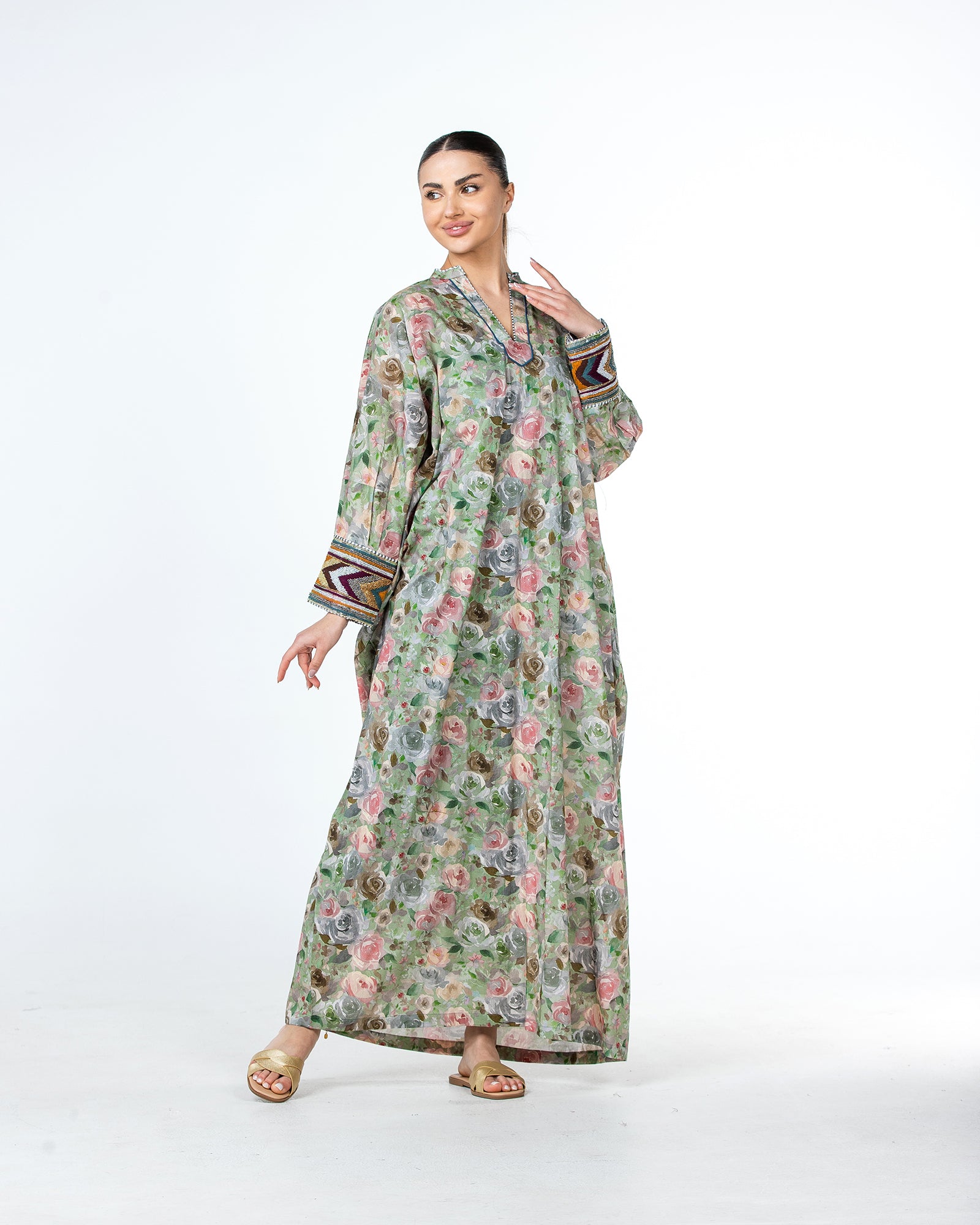 Roaa – Printed Cotton Kaftan Jalabiya