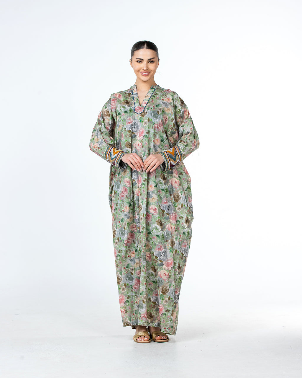 Roaa – Printed Cotton Kaftan Jalabiya