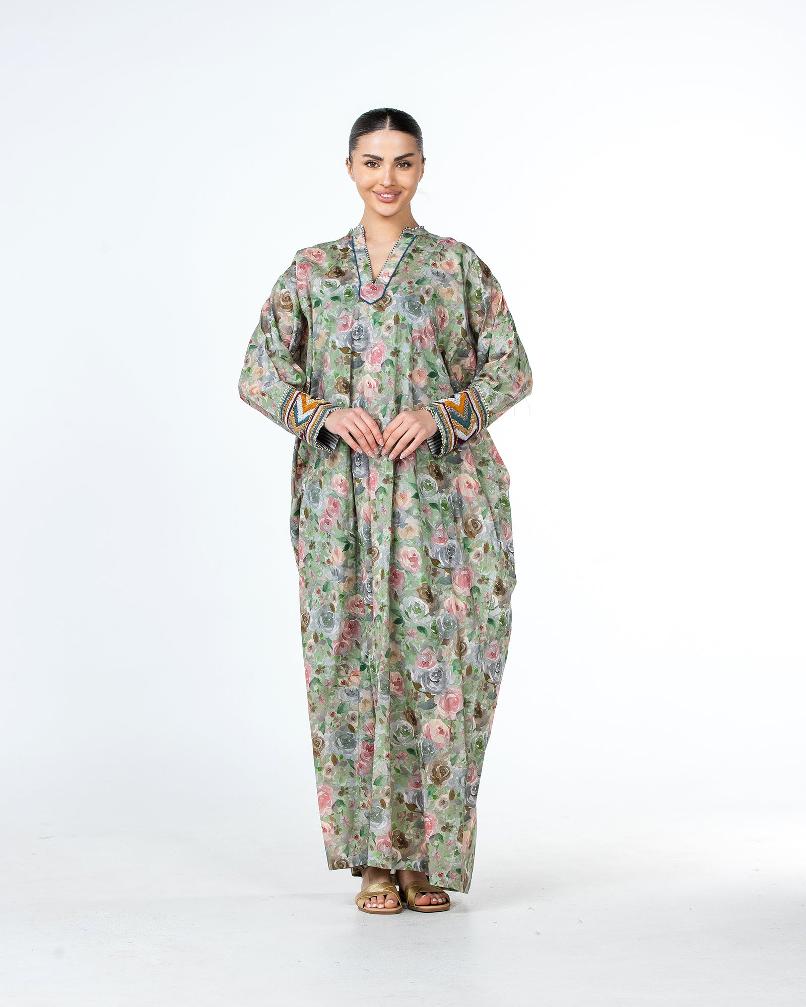 Roaa – Printed Cotton Kaftan Jalabiya