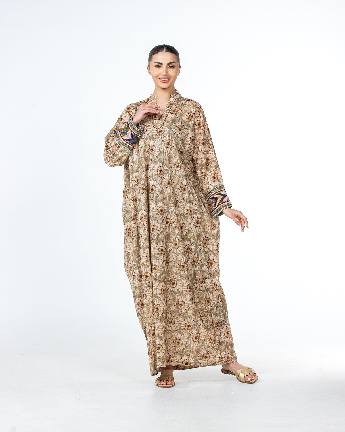 Roaa – Printed Cotton Kaftan Jalabiya