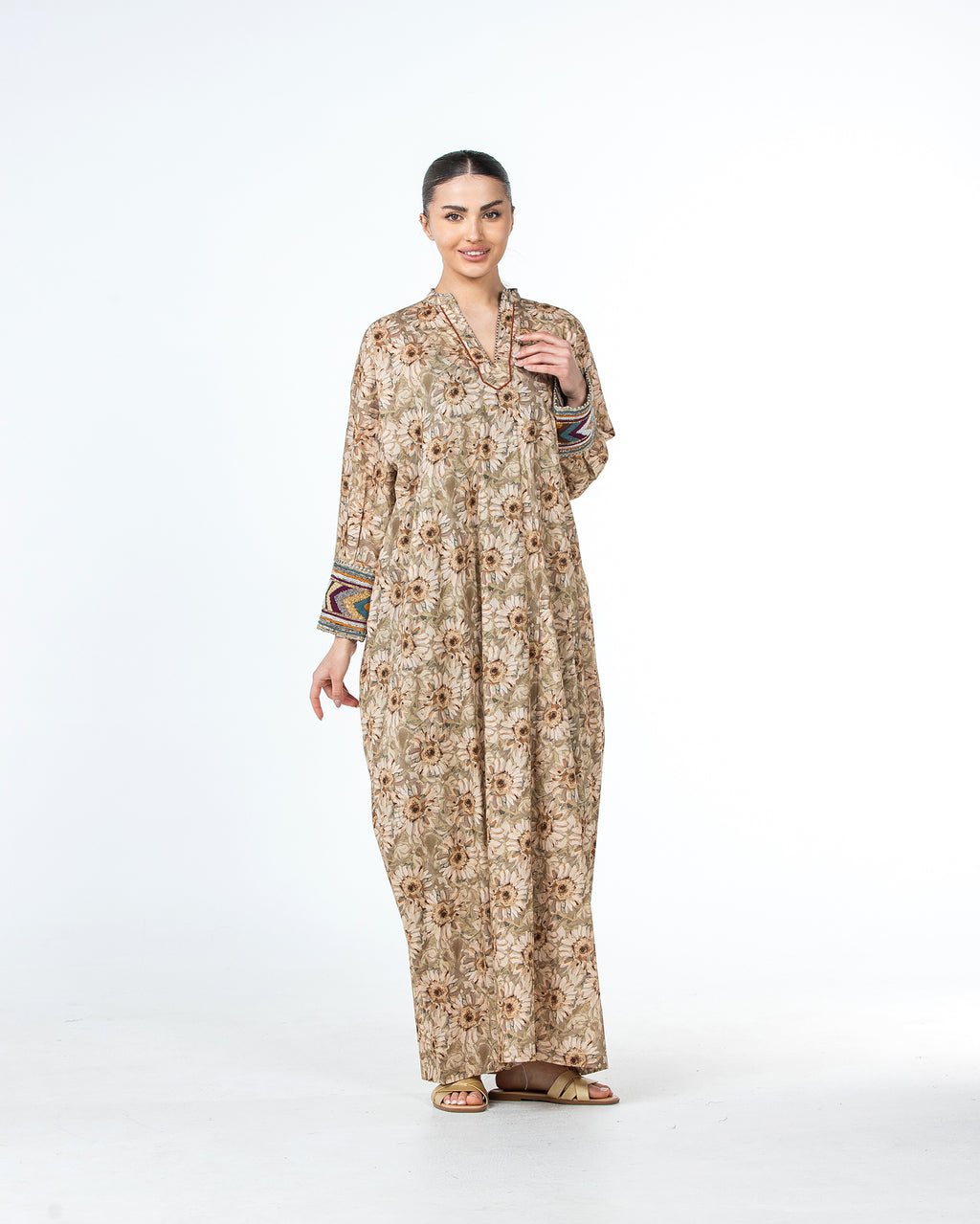 Roaa – Printed Cotton Kaftan Jalabiya