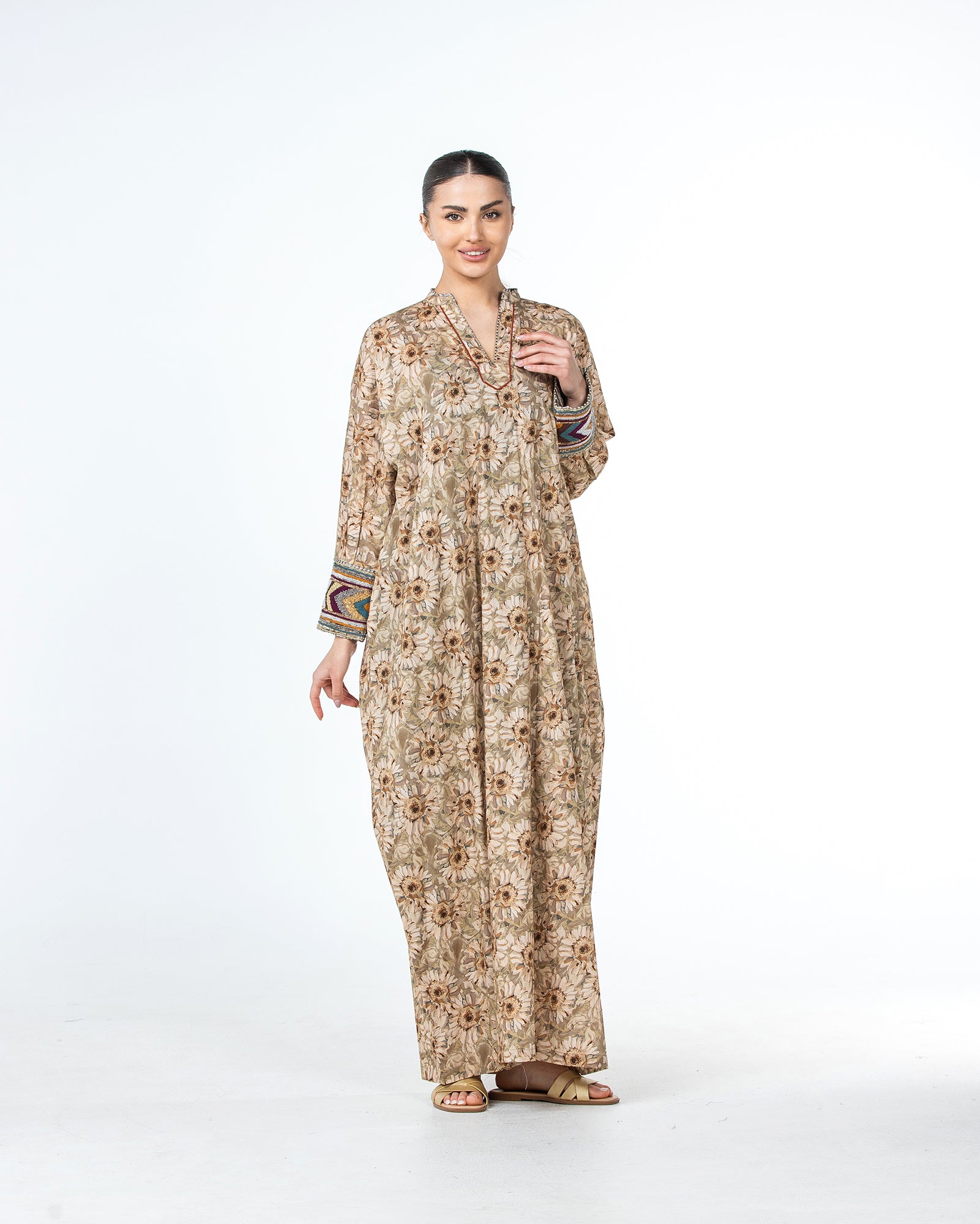 Roaa – Printed Cotton Kaftan Jalabiya