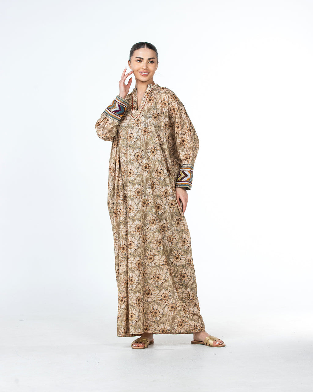 Roaa – Printed Cotton Kaftan Jalabiya