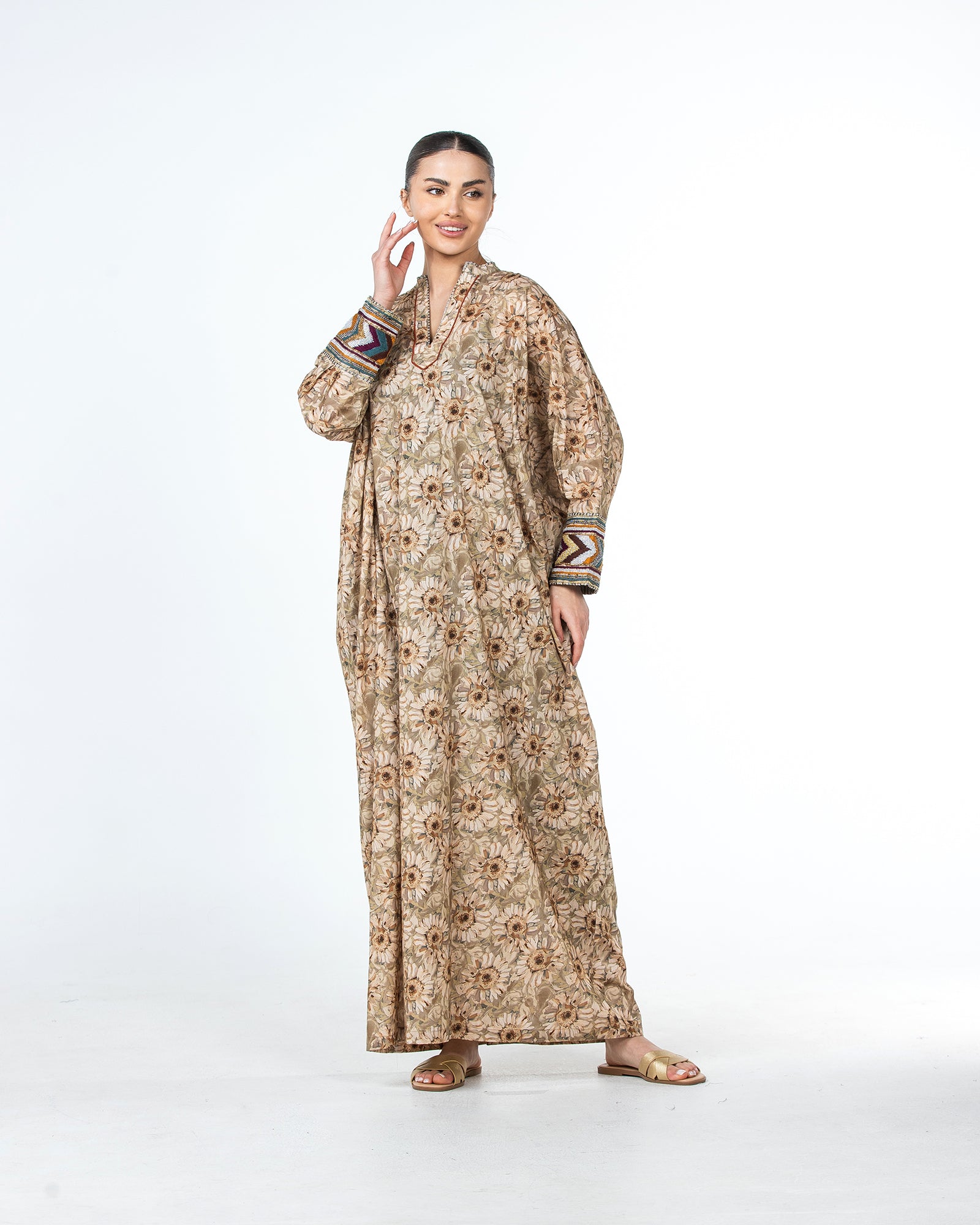 Roaa – Printed Cotton Kaftan Jalabiya
