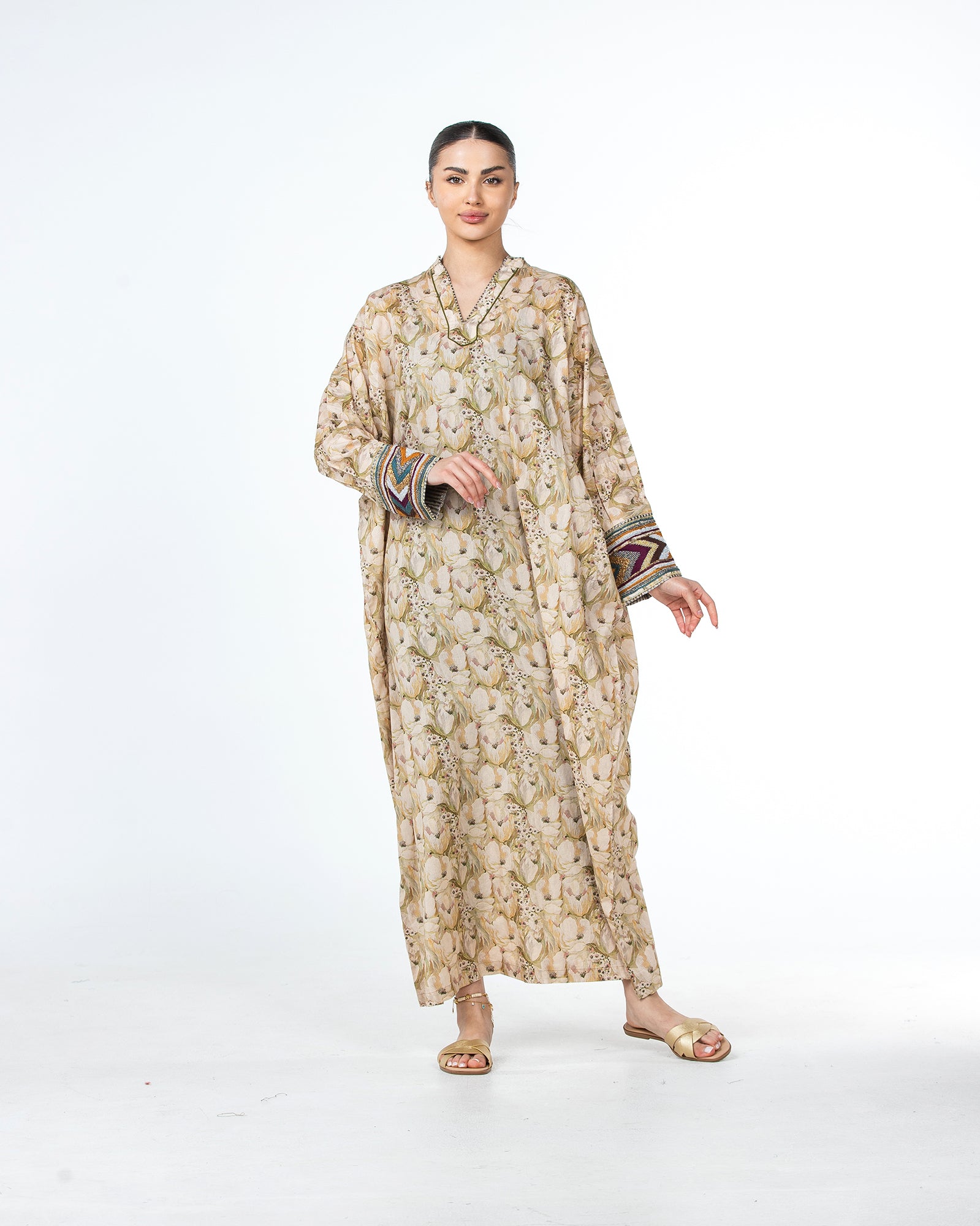 Roaa – Printed Cotton Kaftan Jalabiya