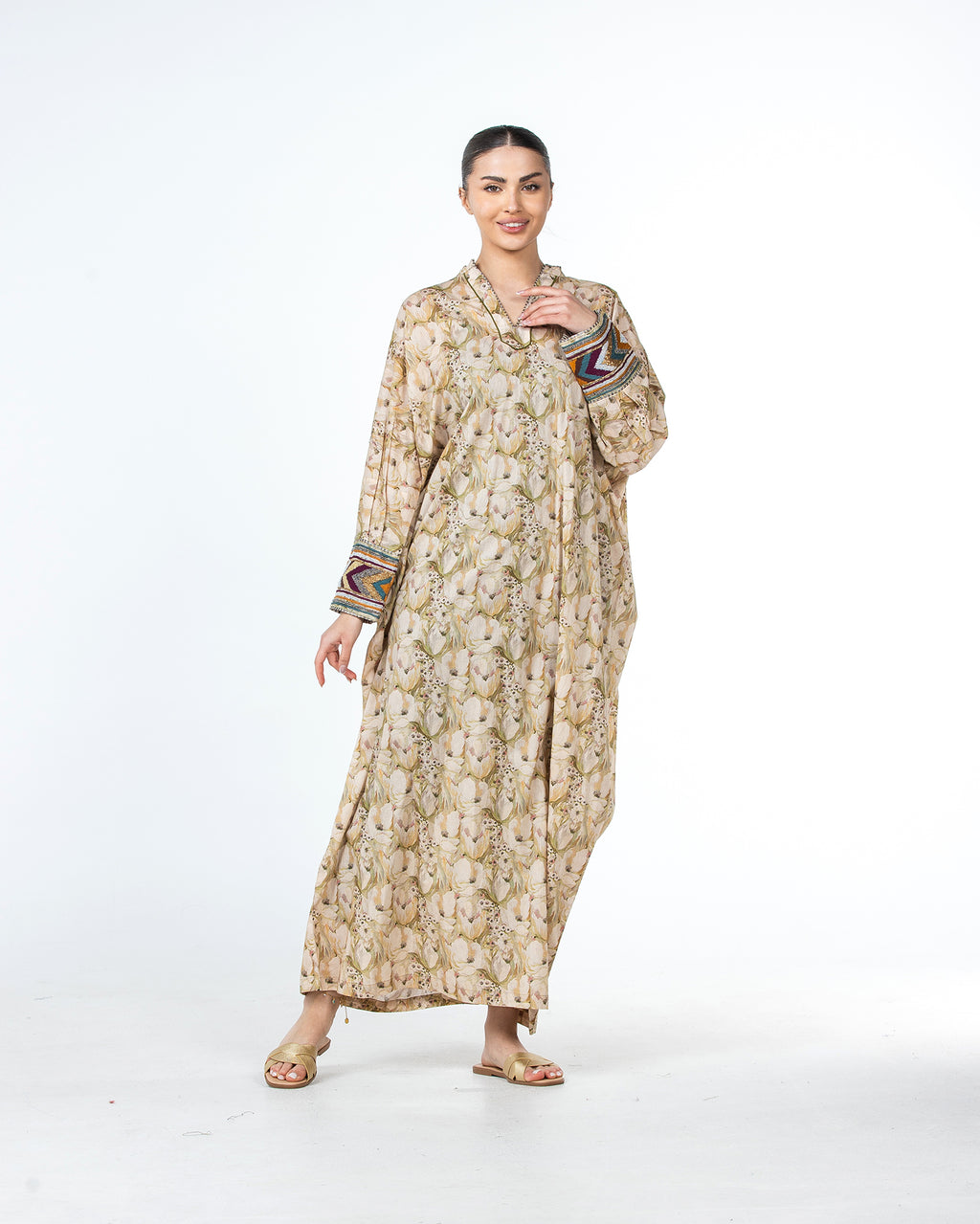 Roaa – Printed Cotton Kaftan Jalabiya