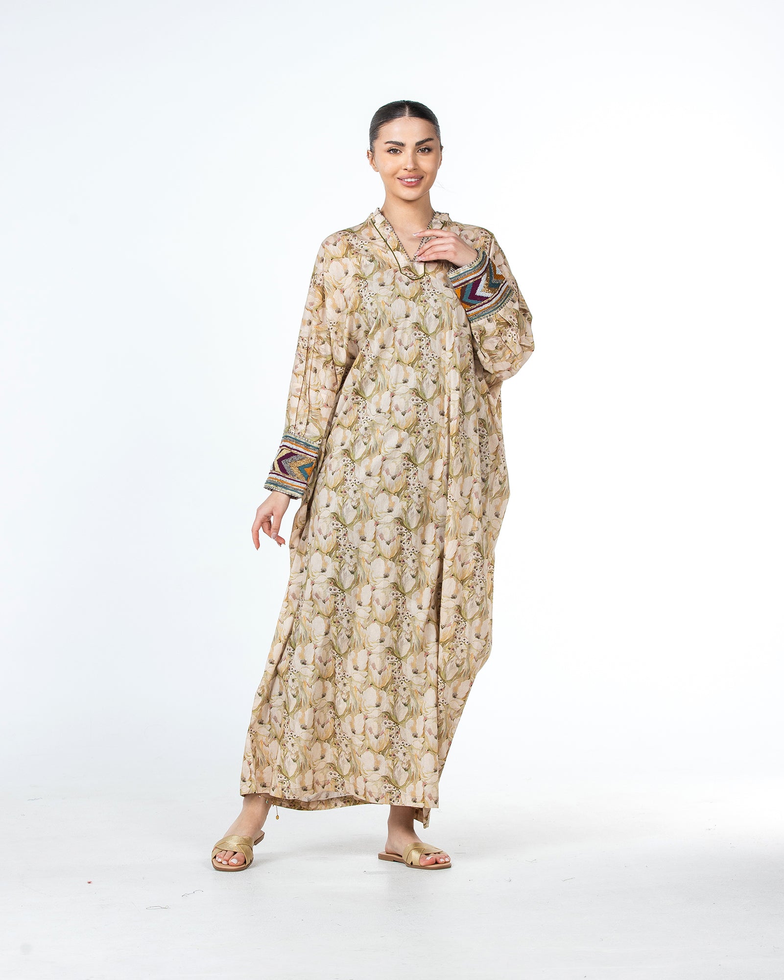 Roaa – Printed Cotton Kaftan Jalabiya