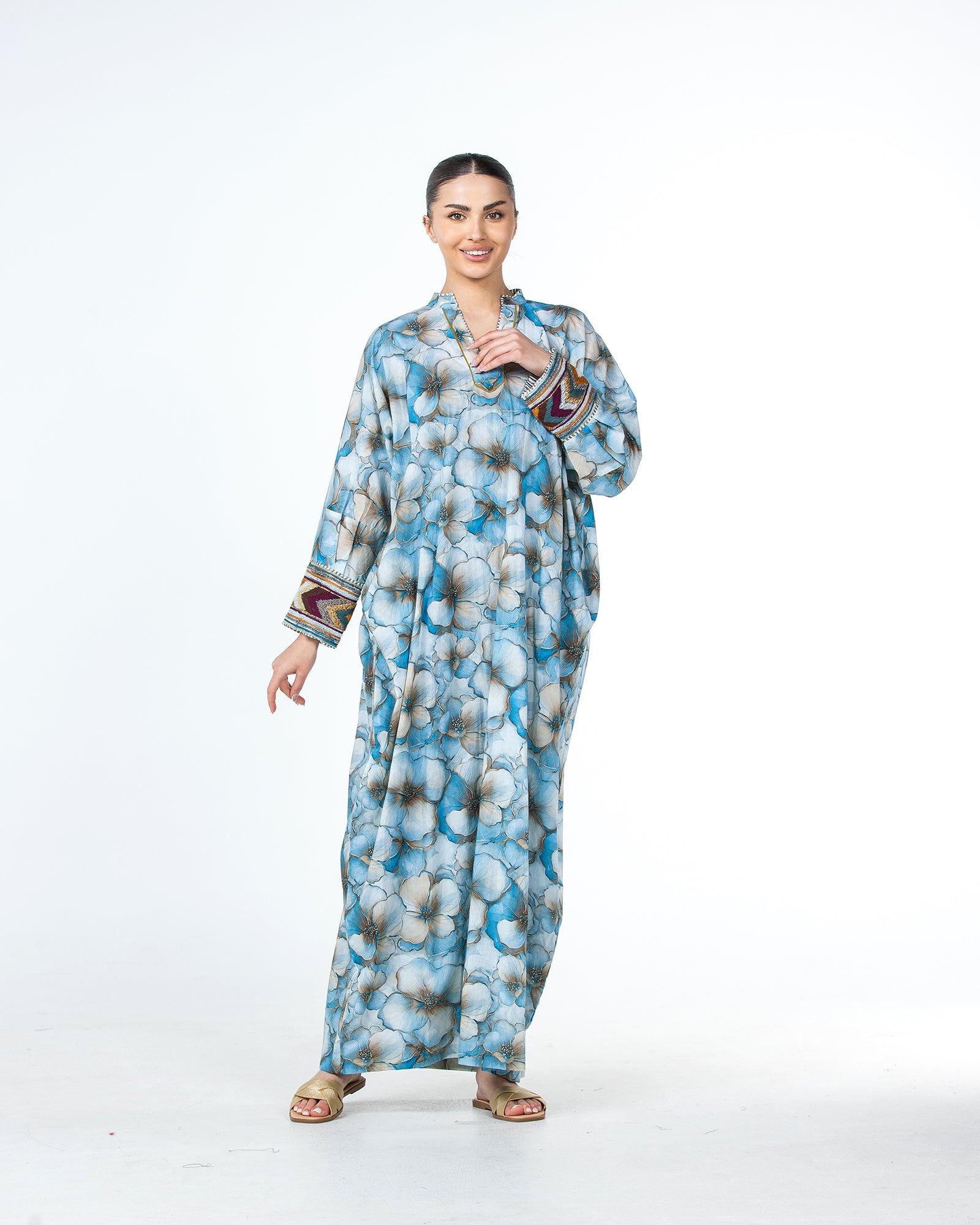 Roaa – Printed Cotton Kaftan Jalabiya
