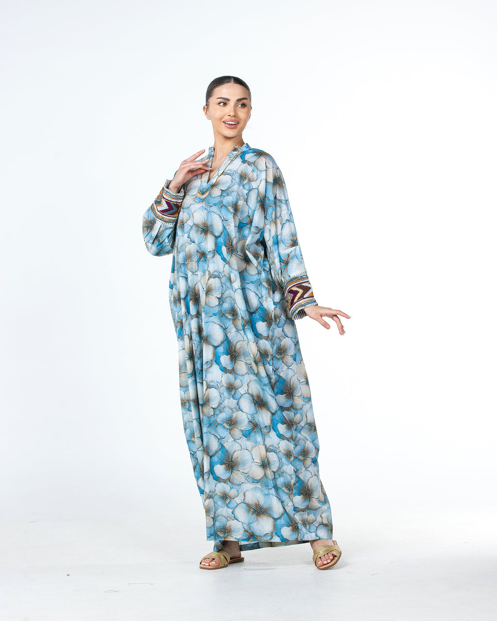 Roaa – Printed Cotton Kaftan Jalabiya