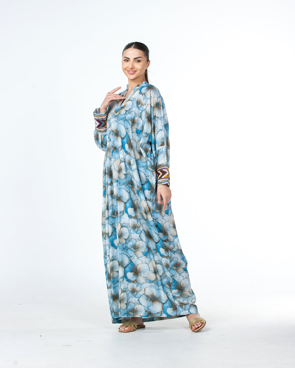 Roaa – Printed Cotton Kaftan Jalabiya