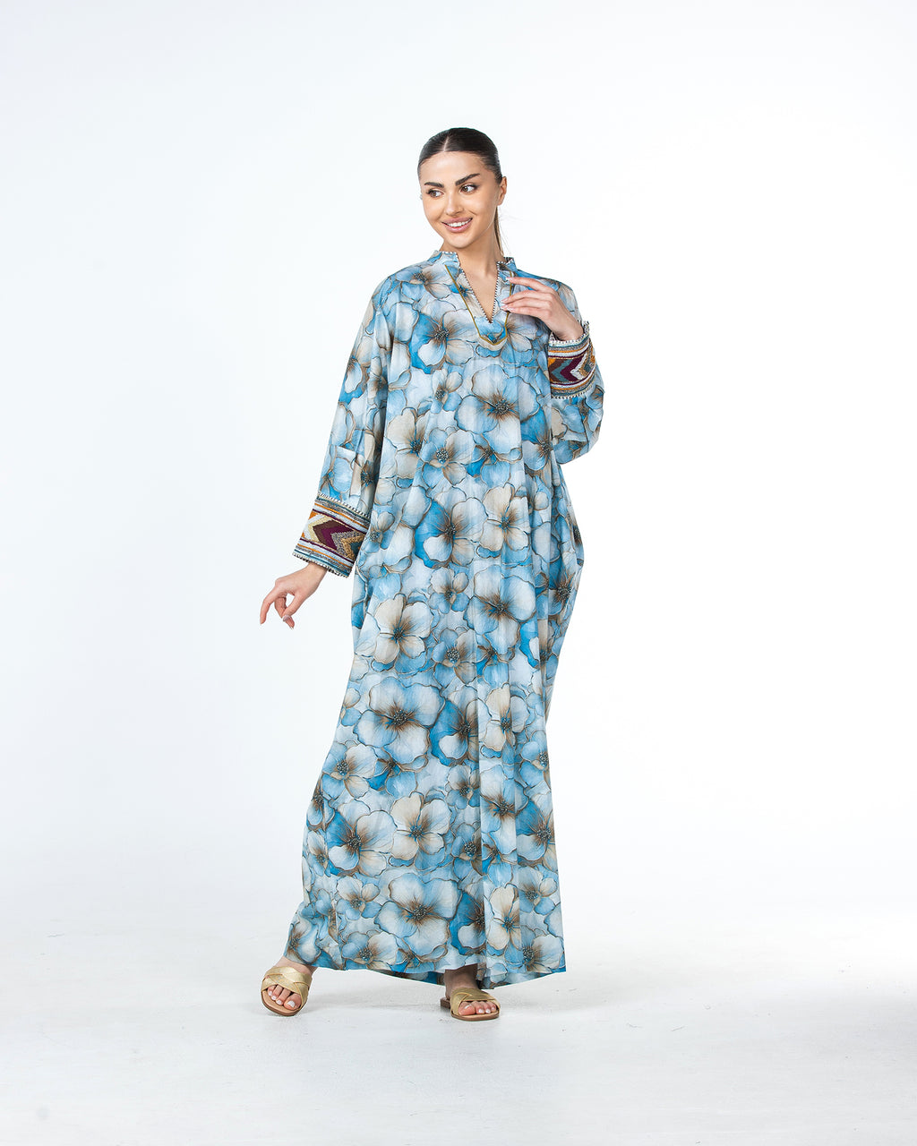 Roaa – Printed Cotton Kaftan Jalabiya