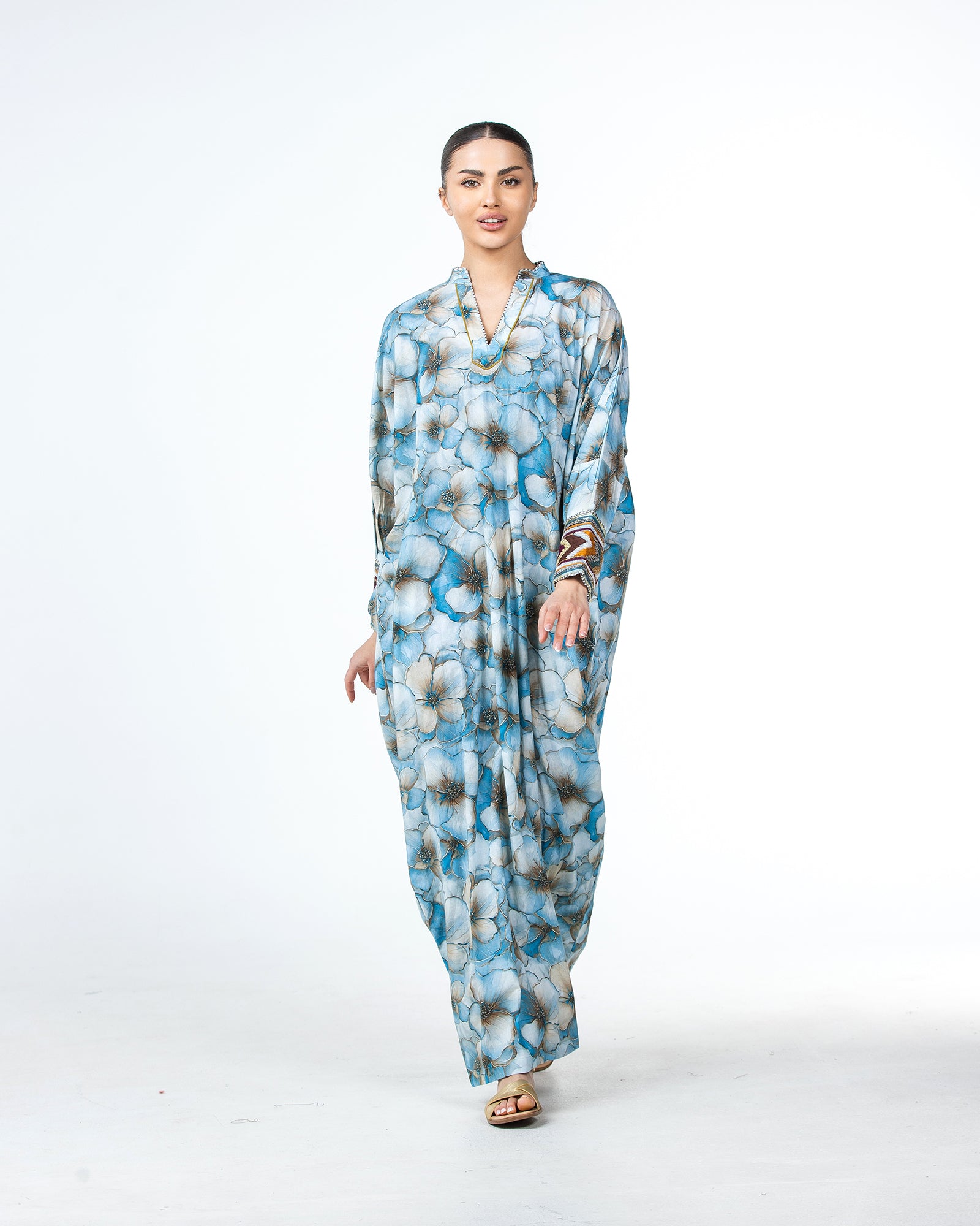 Roaa – Printed Cotton Kaftan Jalabiya