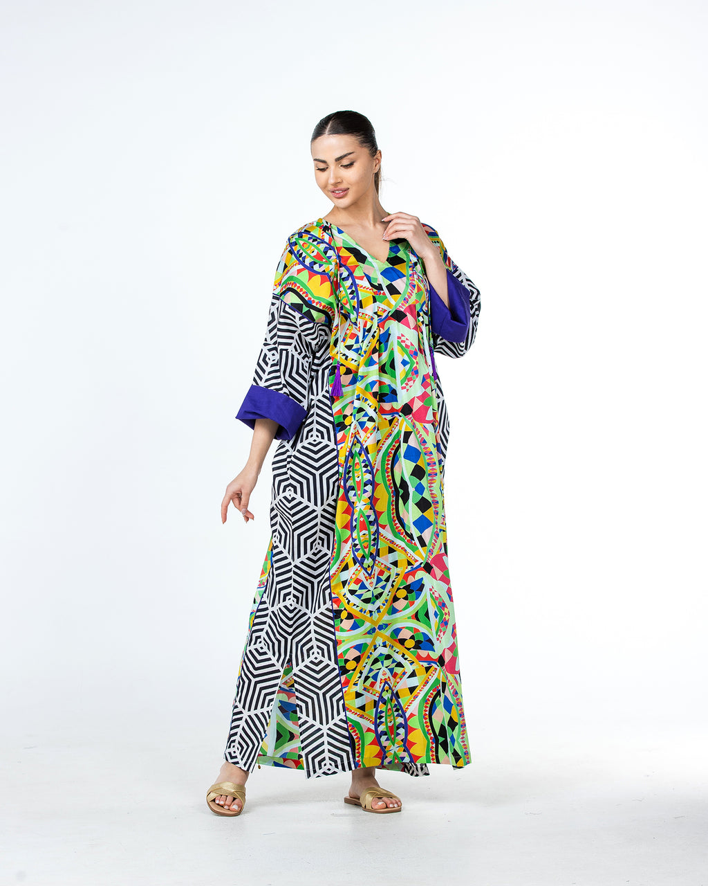Sabah – Patchwork Cotton Kaftan Dress