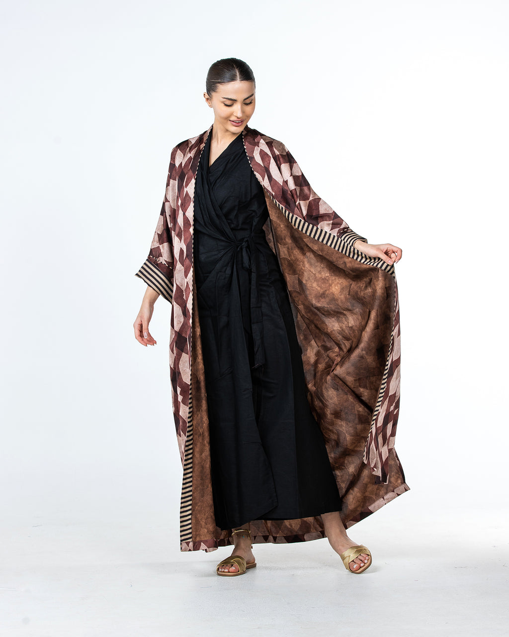Myra – Printed Viscose Linen Kaftan Abaya