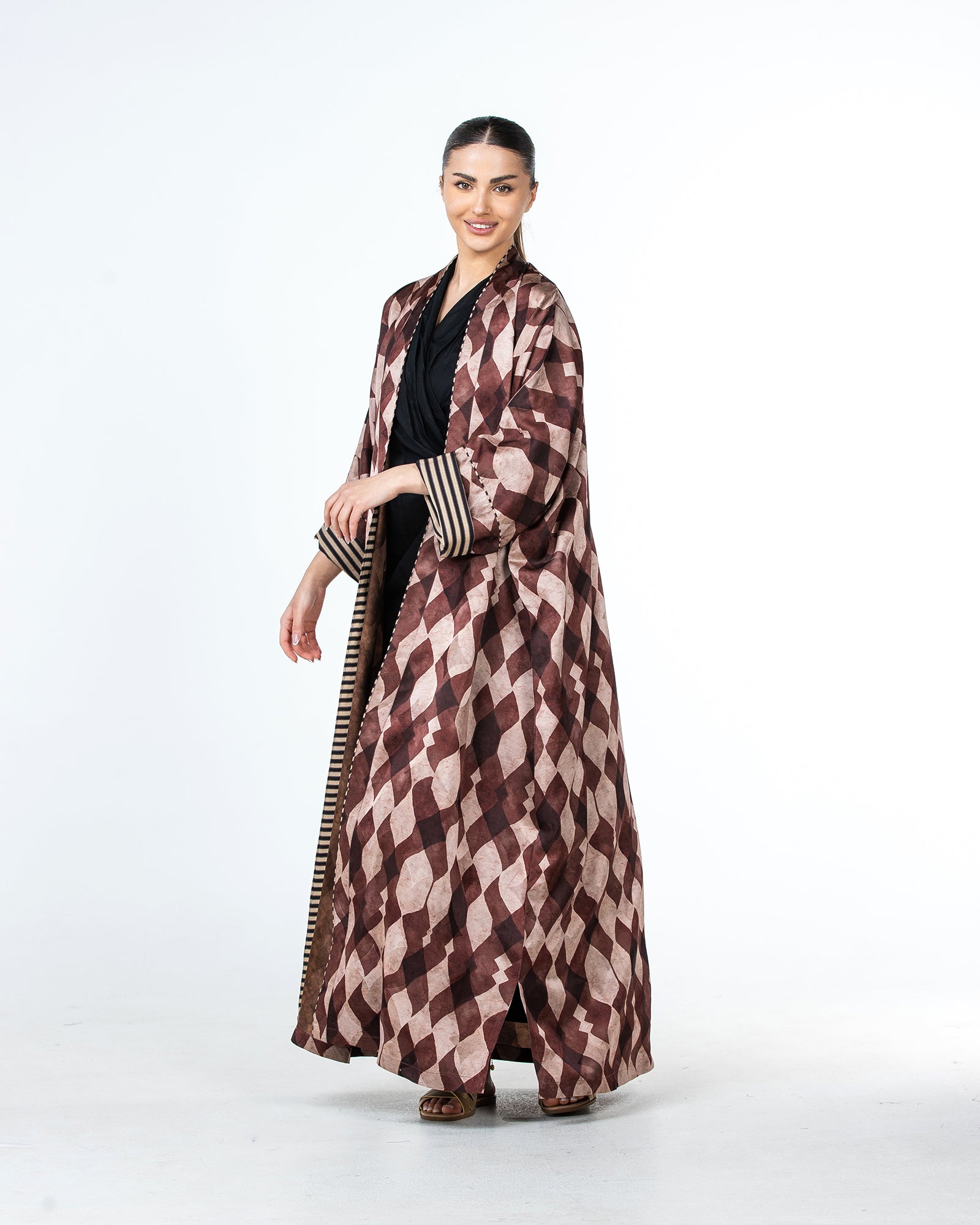 Myra – Printed Viscose Linen Kaftan Abaya