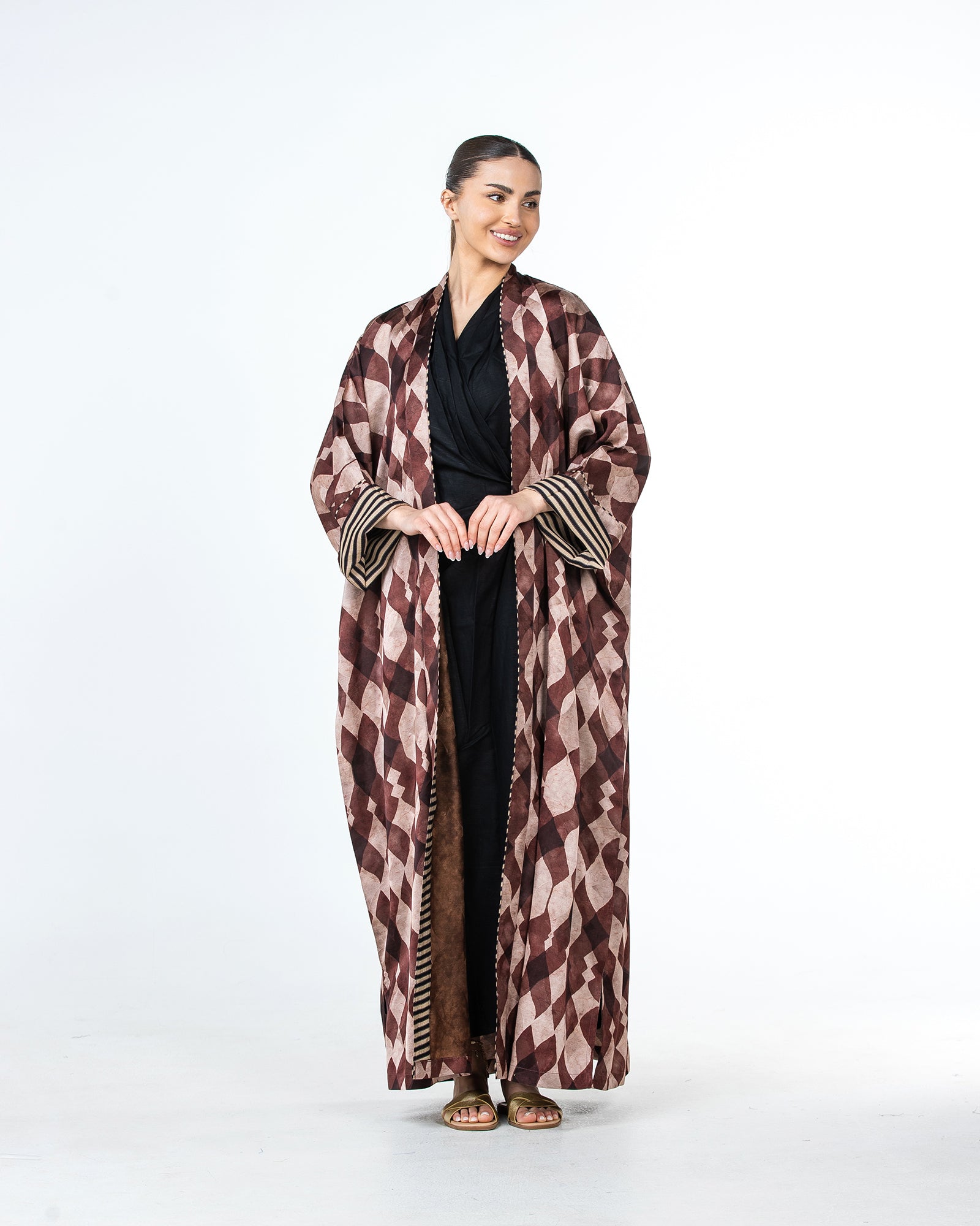 Myra – Printed Viscose Linen Kaftan Abaya