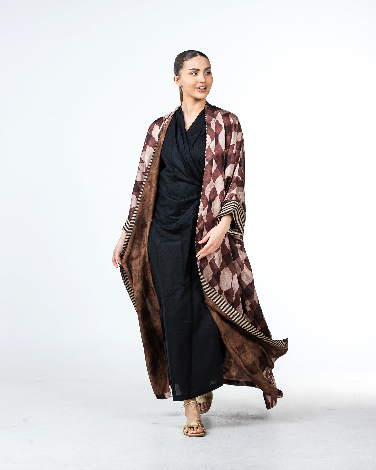 Myra – Printed Viscose Linen Kaftan Abaya