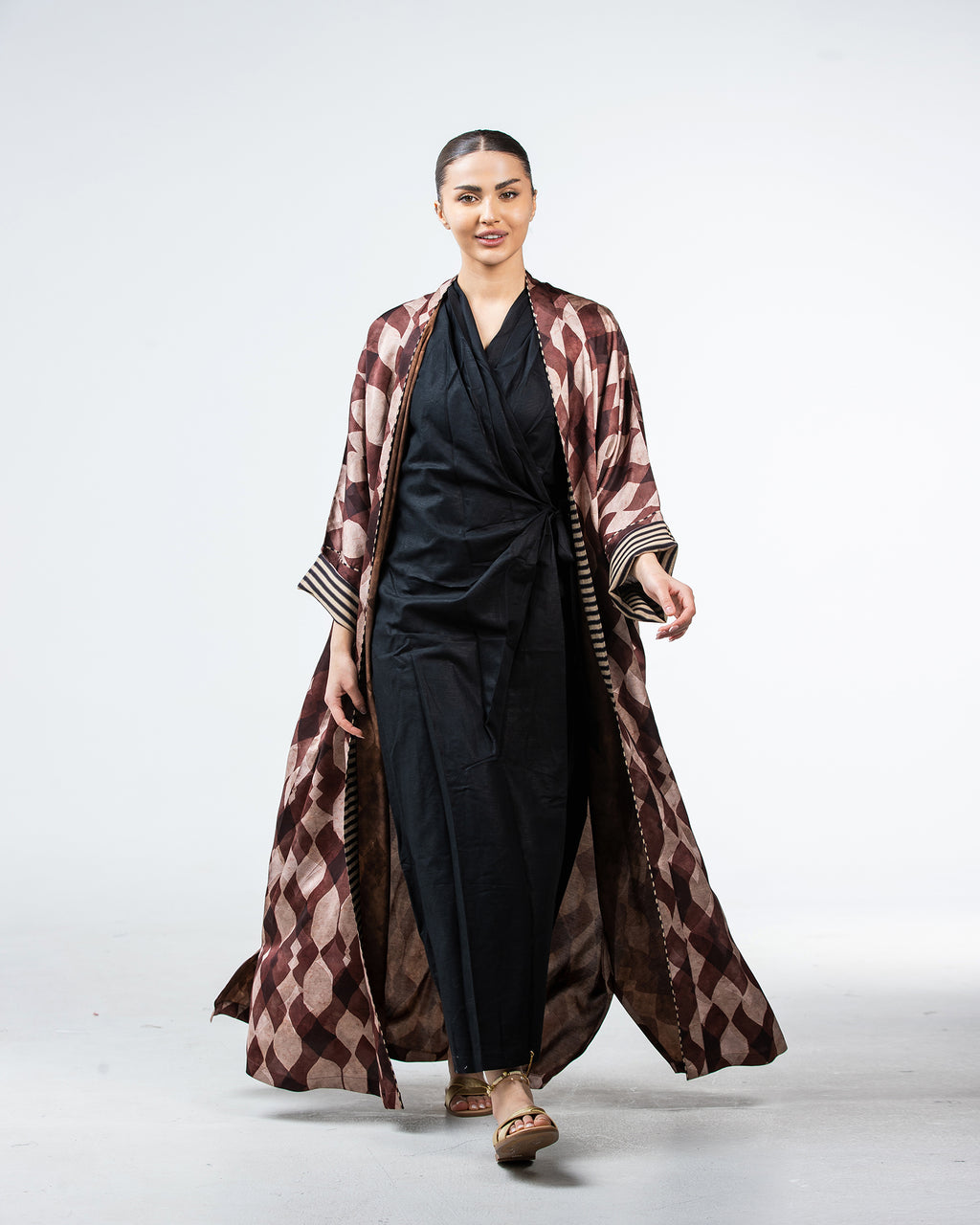 Myra – Printed Viscose Linen Kaftan Abaya