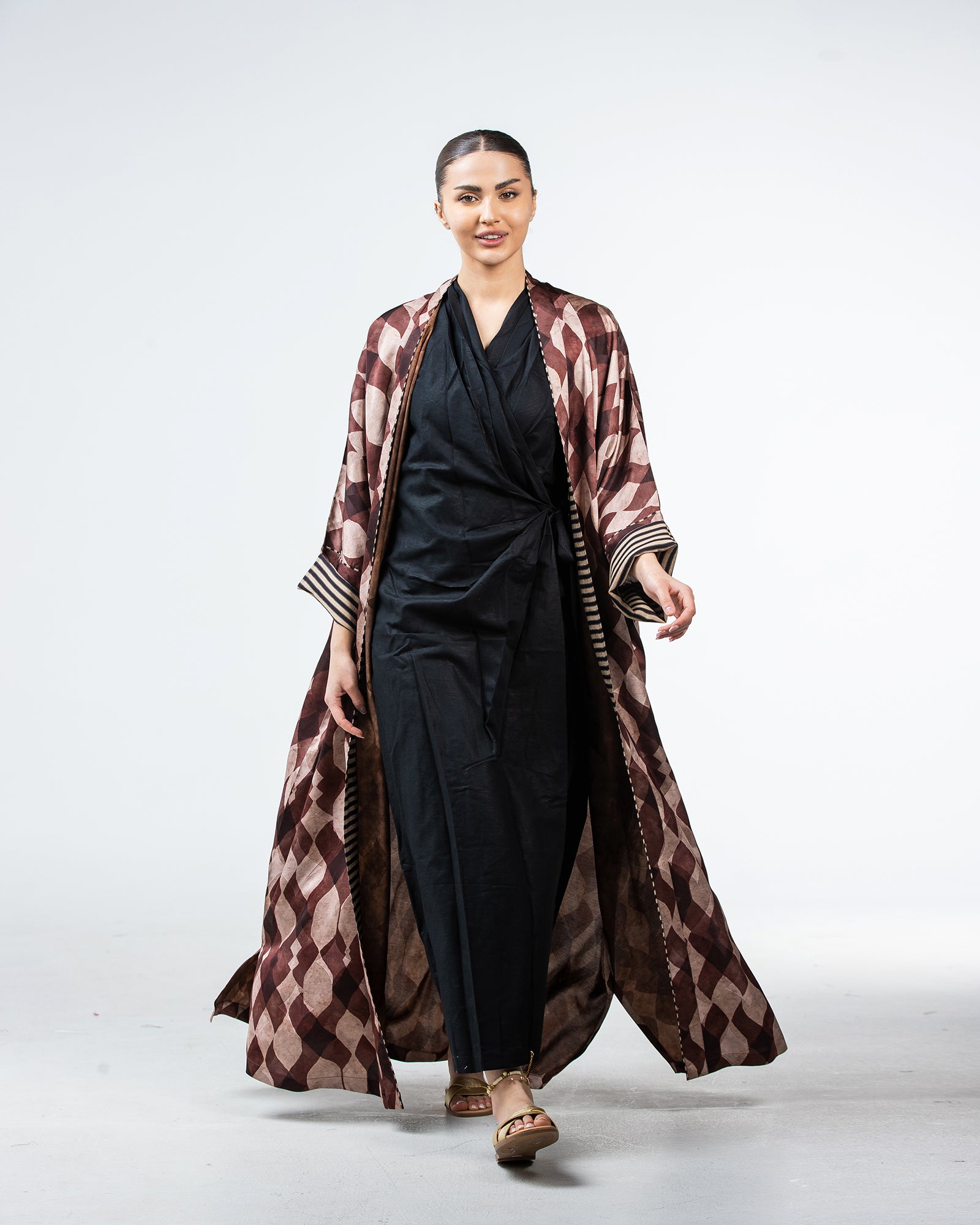 Myra – Printed Viscose Linen Kaftan Abaya