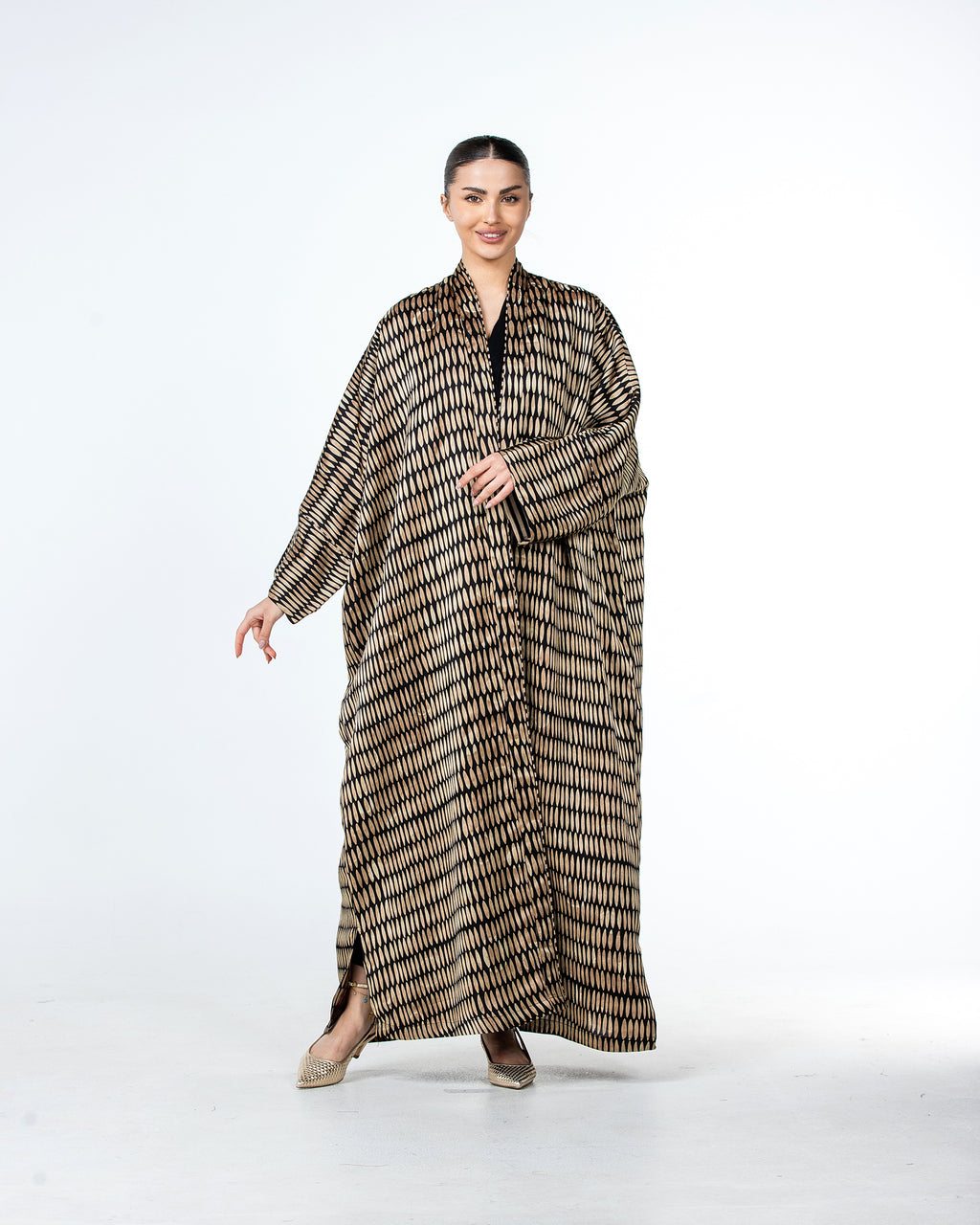 Myra – Printed Viscose Linen Kaftan Abaya