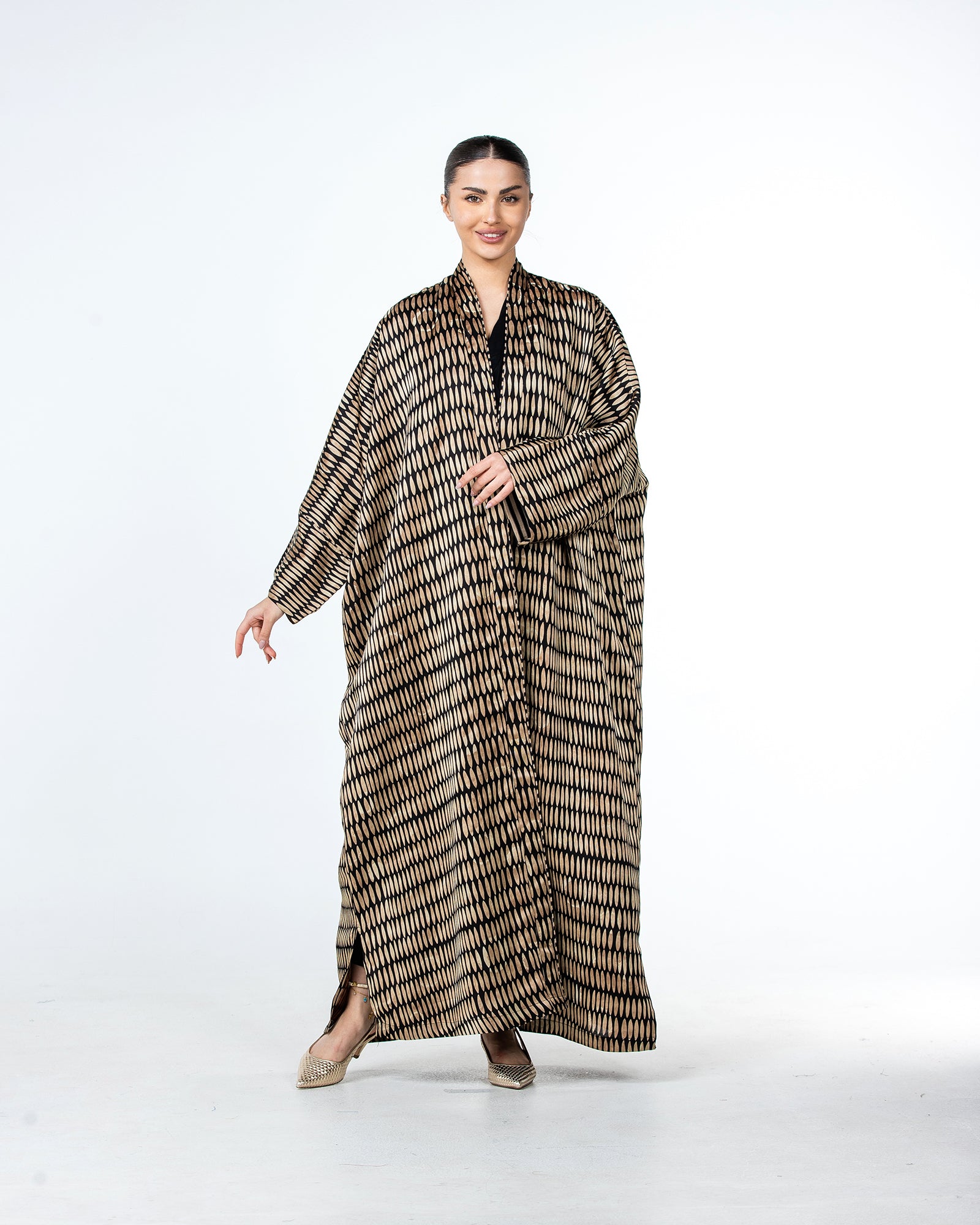 Myra – Printed Viscose Linen Kaftan Abaya