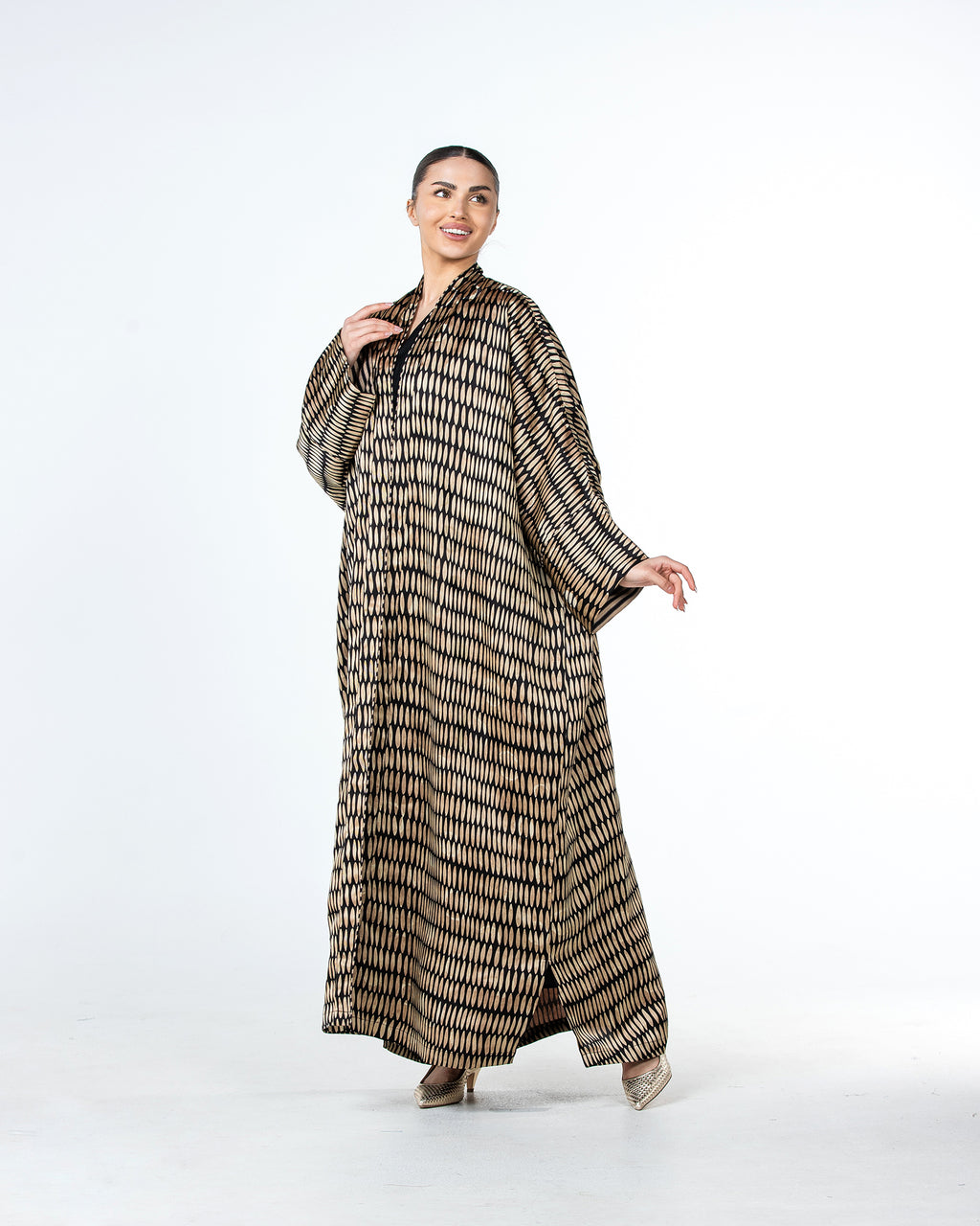Myra – Printed Viscose Linen Kaftan Abaya